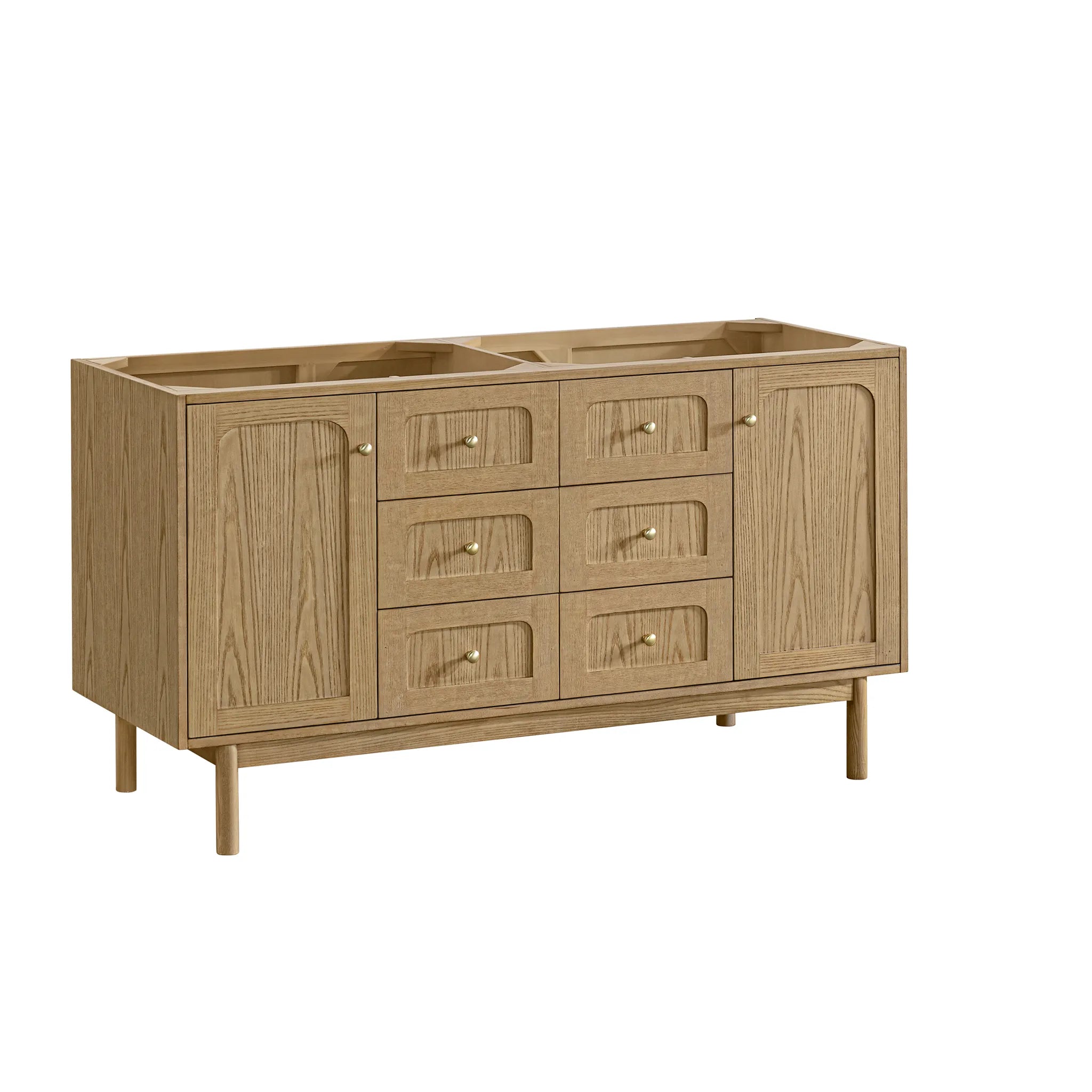 60" Laurent Double Vanity in Light Natural Oak w/FreePower Wireless Charger-Cabinet Only-Not Available image