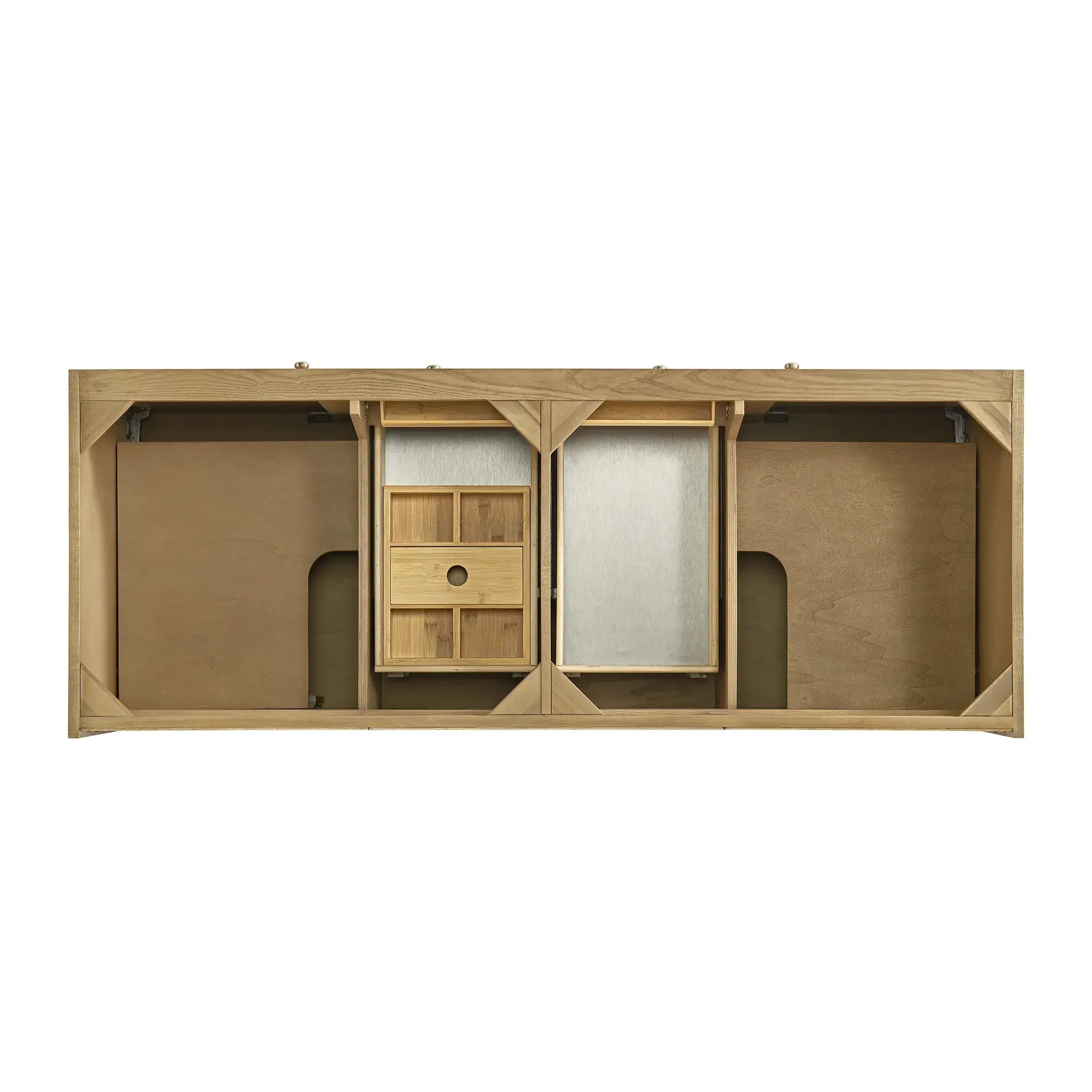 60" Laurent Double Vanity in Light Natural Oak-White Zeus Silestone & Backsplash-Single Hole image 9