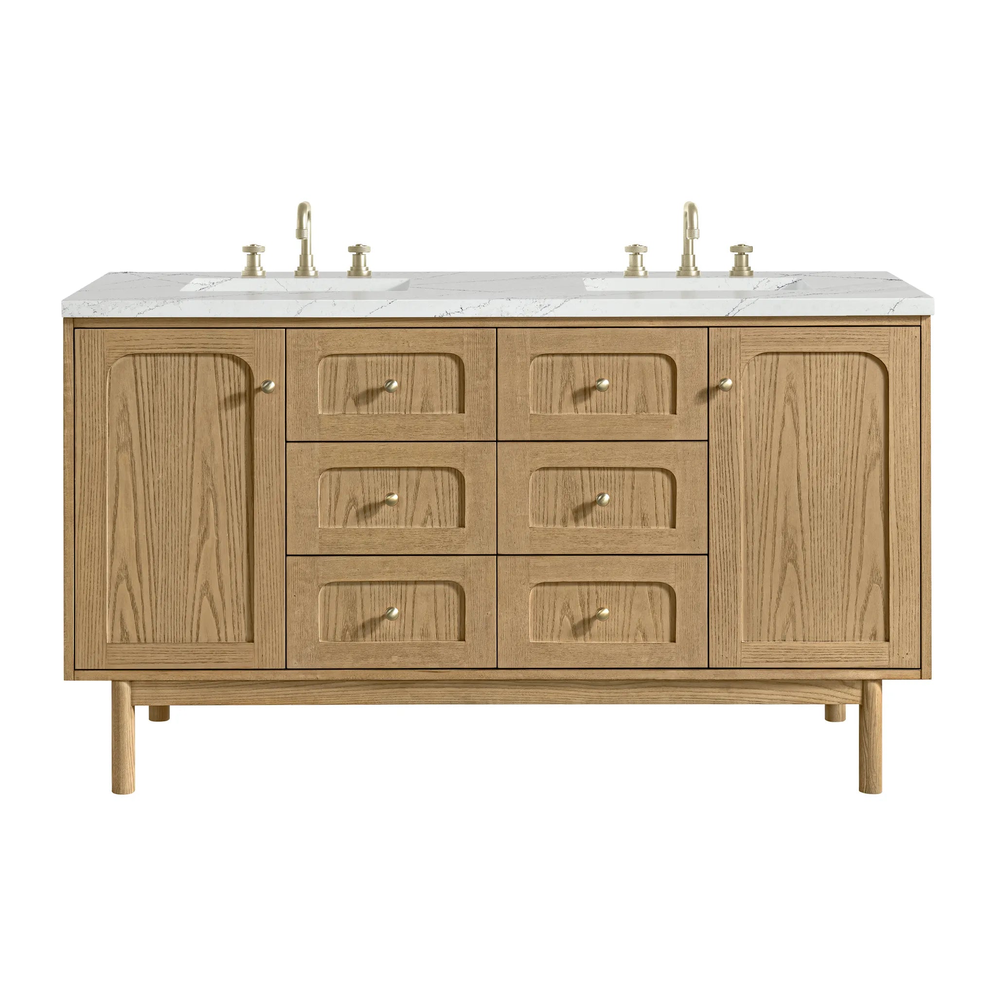 60" Laurent Double Vanity in Light Natural Oak by James Martin Vanities