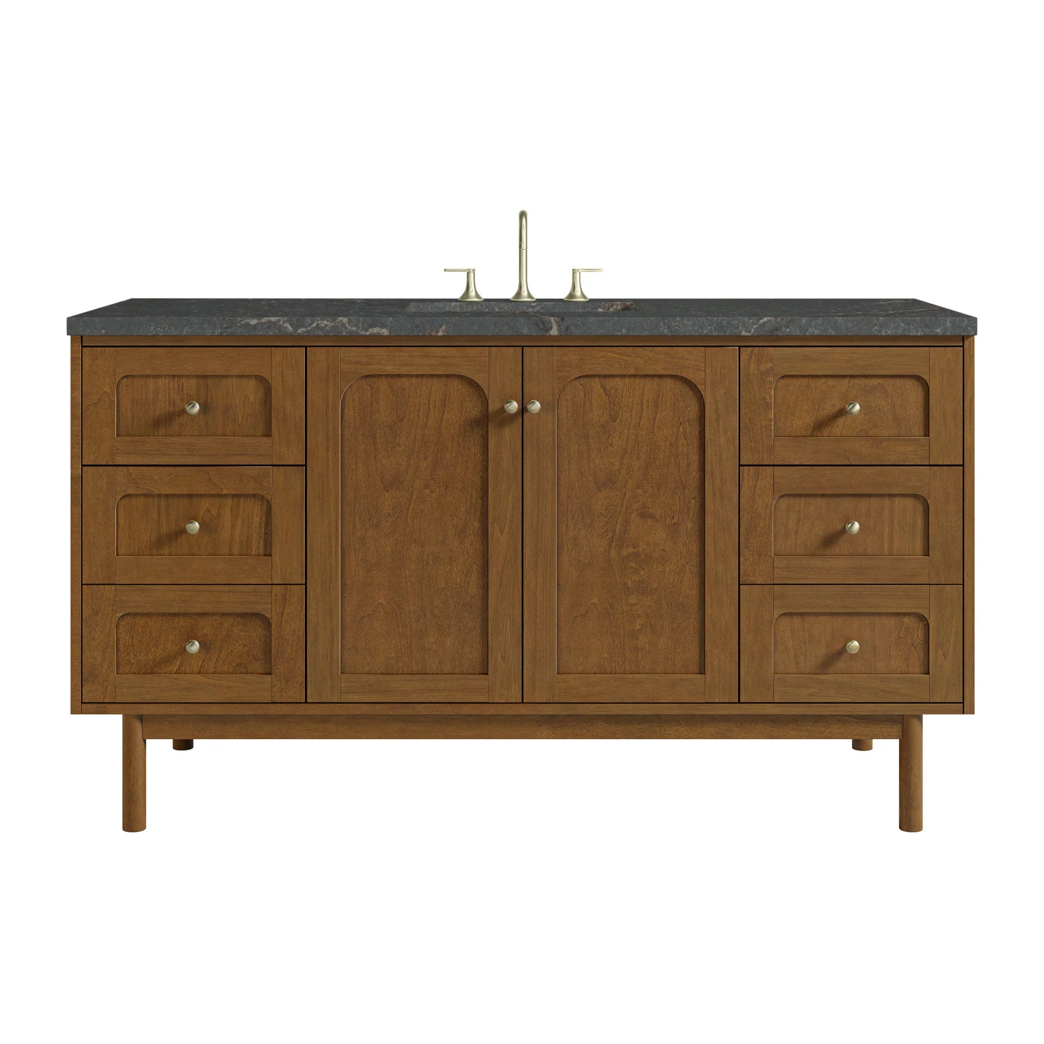 60" Laurent Single Vanity in Honey Oak w/FreePower Wireless Charger by James Martin Vanities-Parisien Bleu Silestone 
