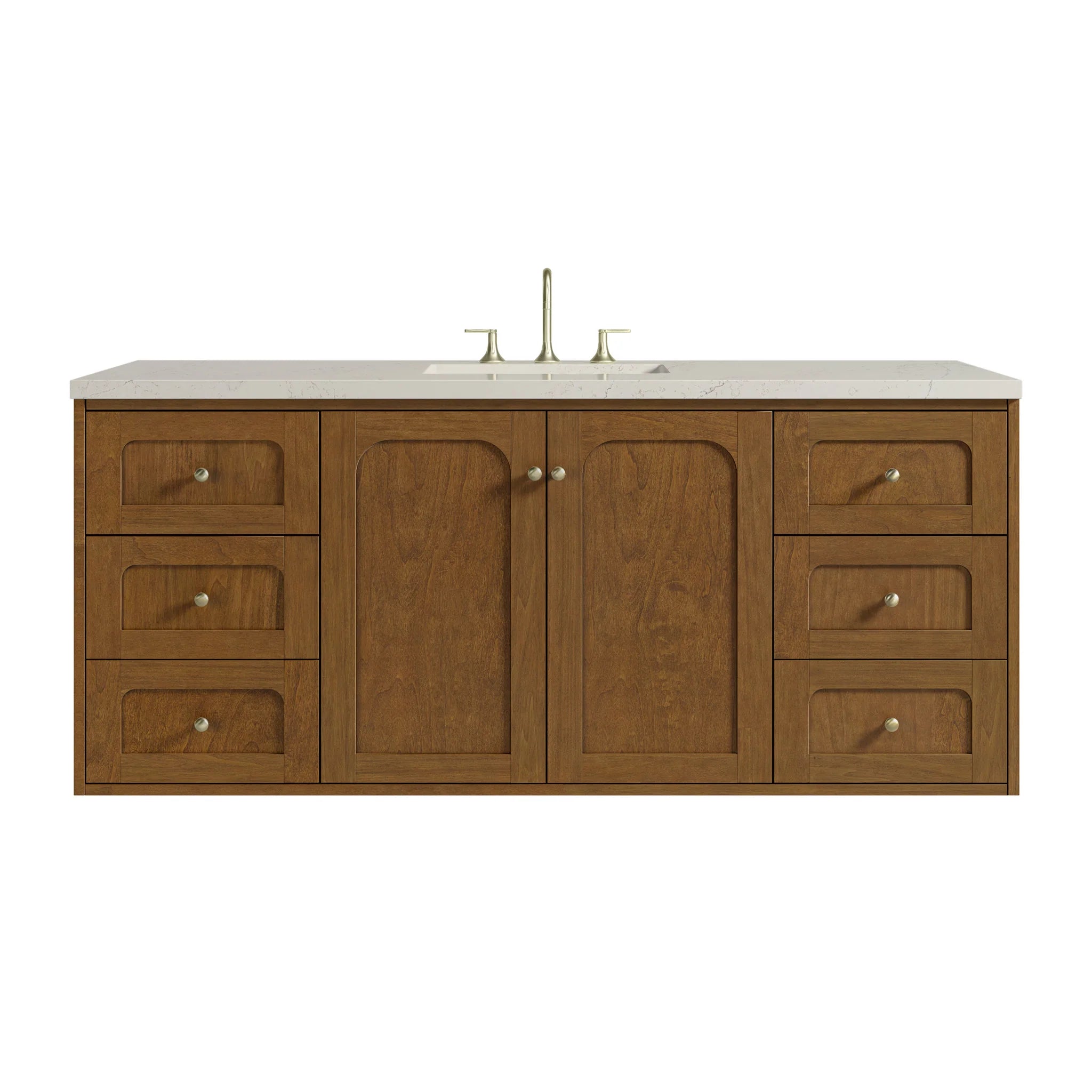 60" Laurent Single Vanity in Honey Oak w/FreePower Wireless Charger by James Martin Vanities-Siberian Silestone 1