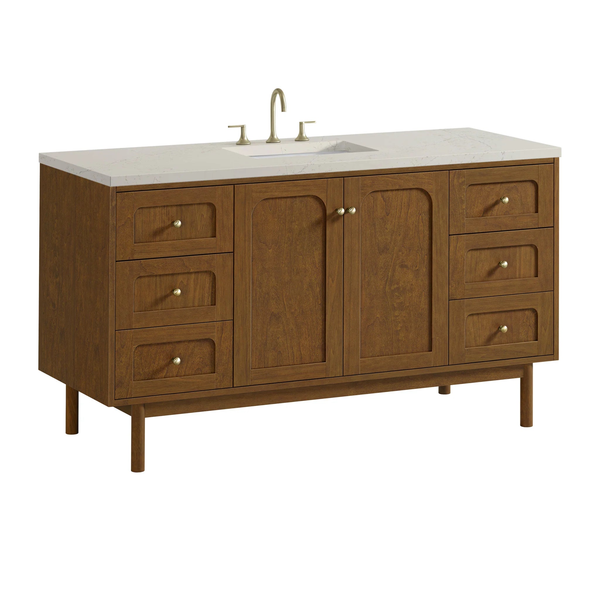 60" Laurent Single Vanity in Honey Oak w/FreePower Wireless Charger by James Martin Vanities-Siberian Silestone 17
