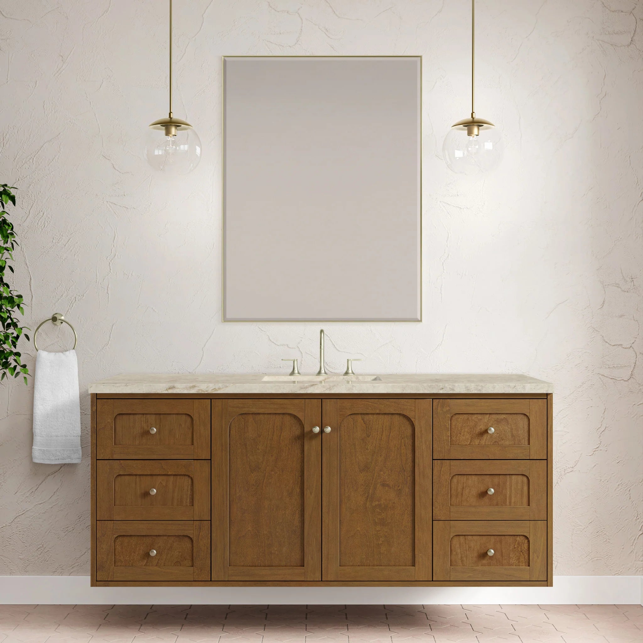 60" Laurent Single Vanity in Honey Oak w/FreePower Wireless Charger by James Martin Vanities-Tajnar Eclos 3