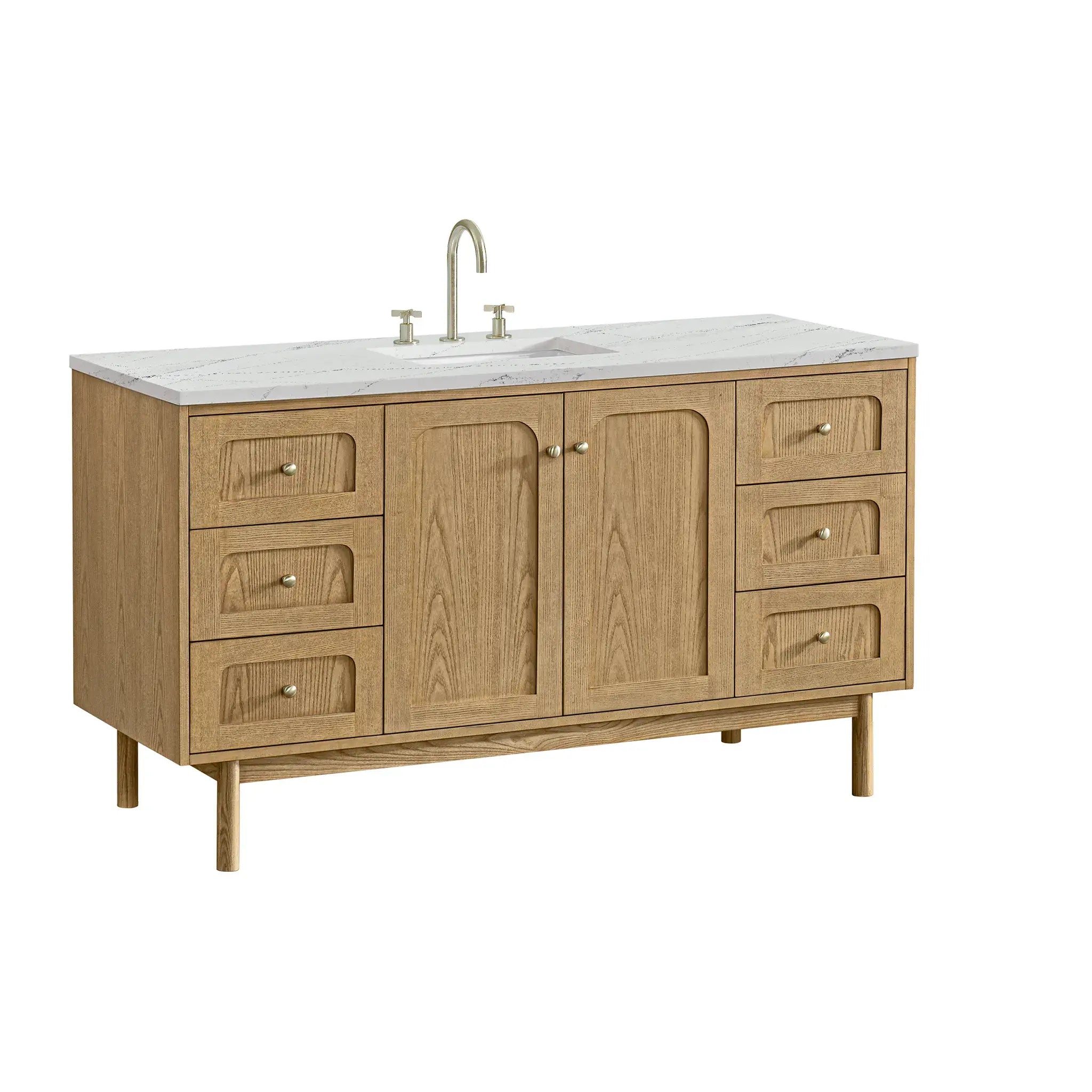 60" Laurent Single Vanity in Light Natural Oak-Ethereal Noctis Silestone-8" Widespread image 15