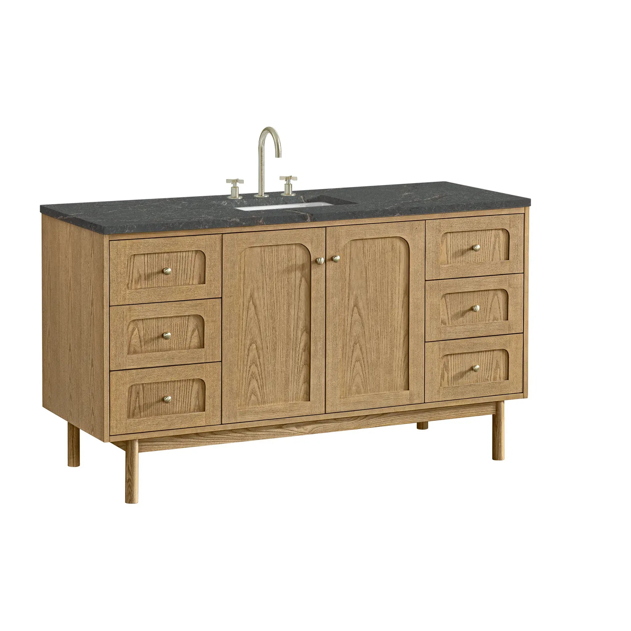 60" Laurent Single Vanity in Light Natural Oak-Parisien Bleu Silestone-8" Widespread image 15