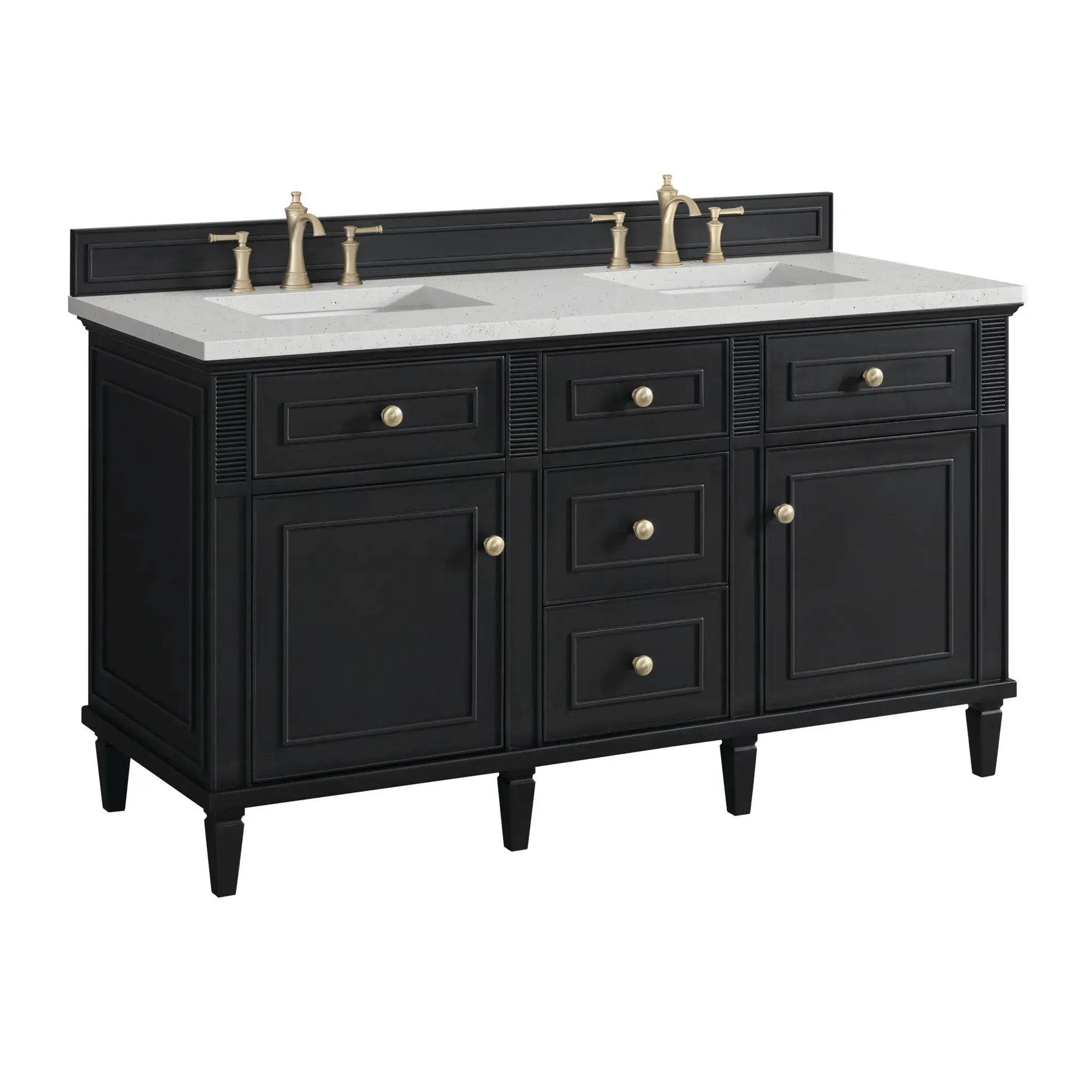 60" Lorelai Double Vanity in Black Onyx-Lime Delight Silestone-8" Widespread image 9