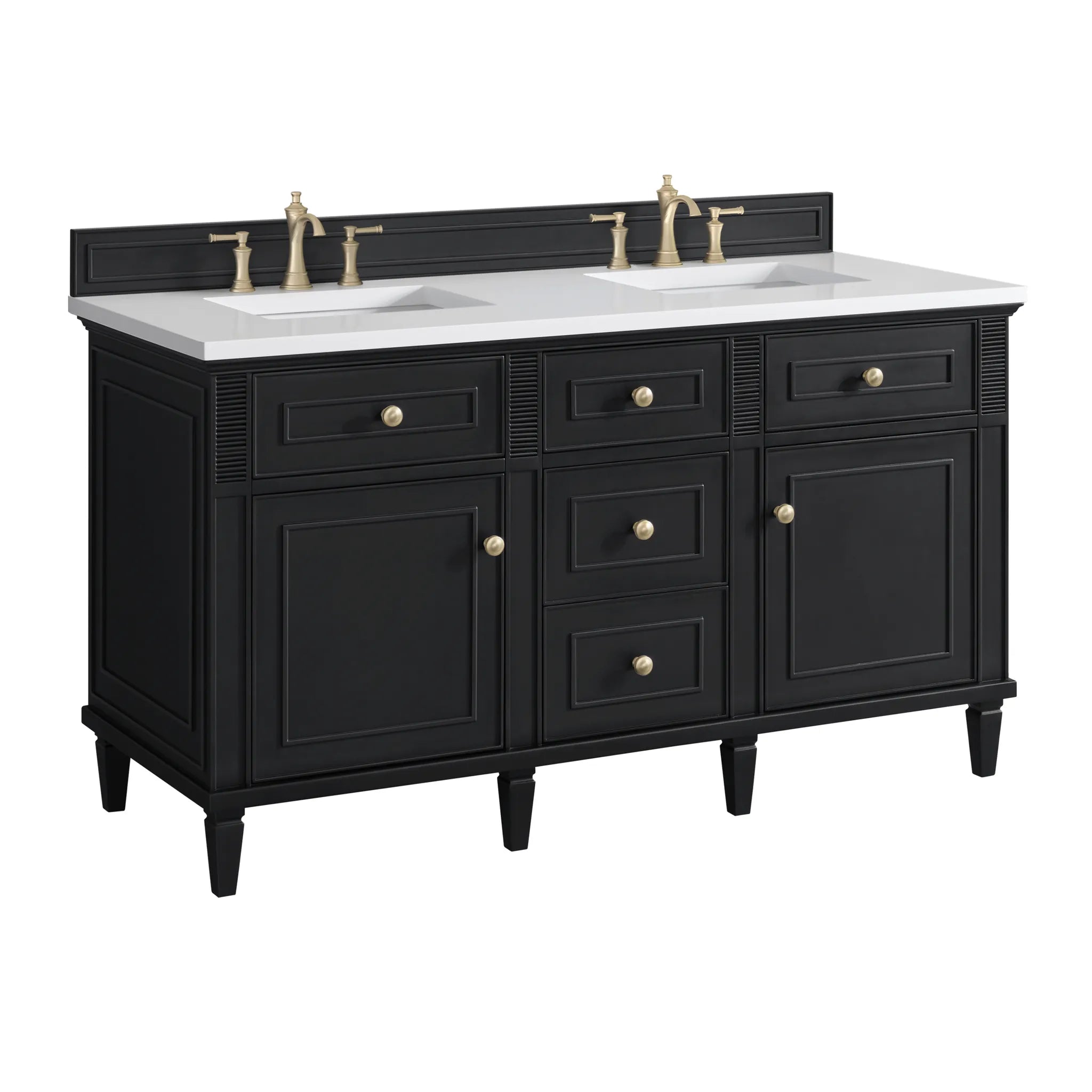 60" Lorelai Double Vanity in Black Onyx w/FreePower Wireless Charger-Cabinet Only-Not Available image 4