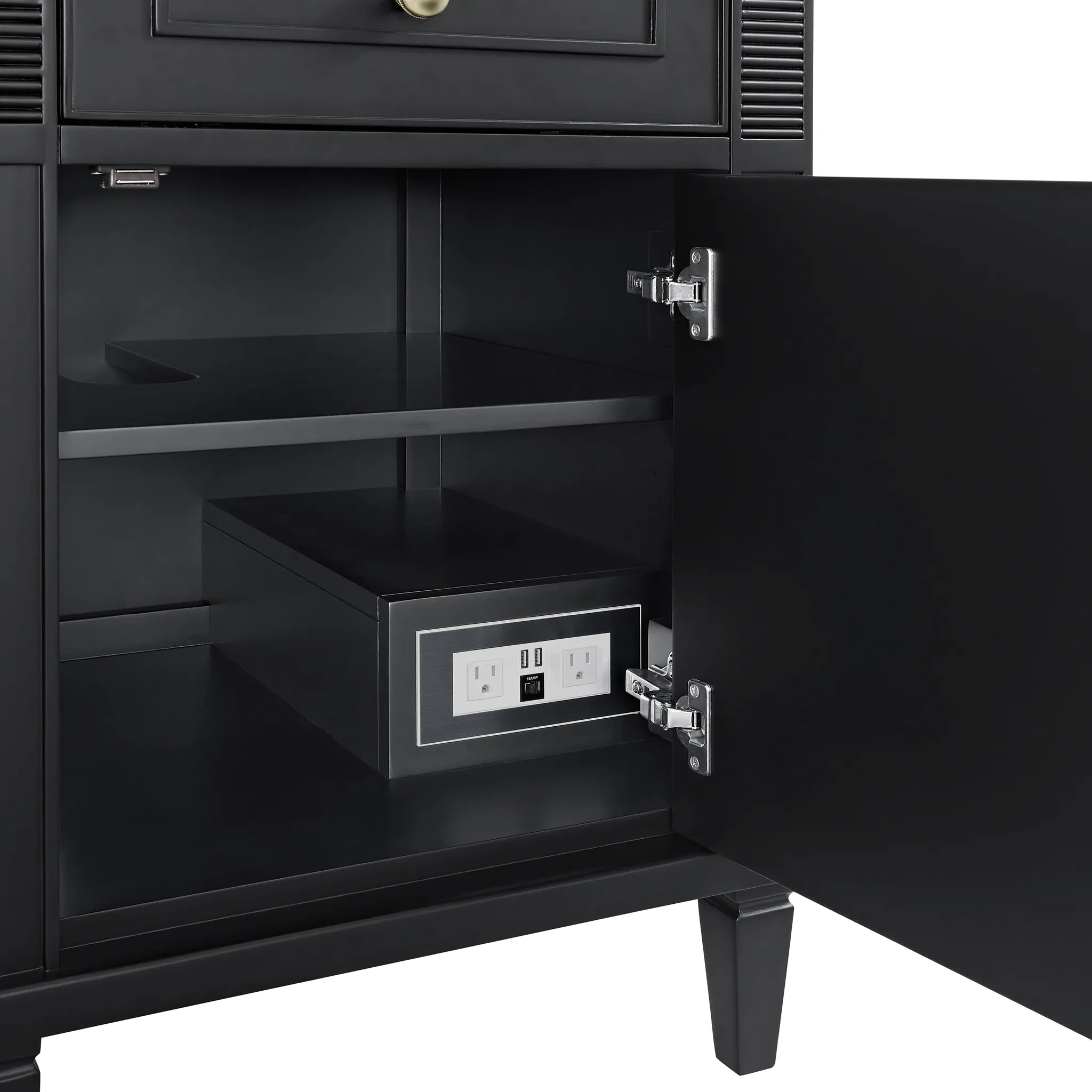 60" Lorelai Double Vanity in Black Onyx w/FreePower Wireless Charger-Ethereal Noctis Silestone-8" Widespread image 14