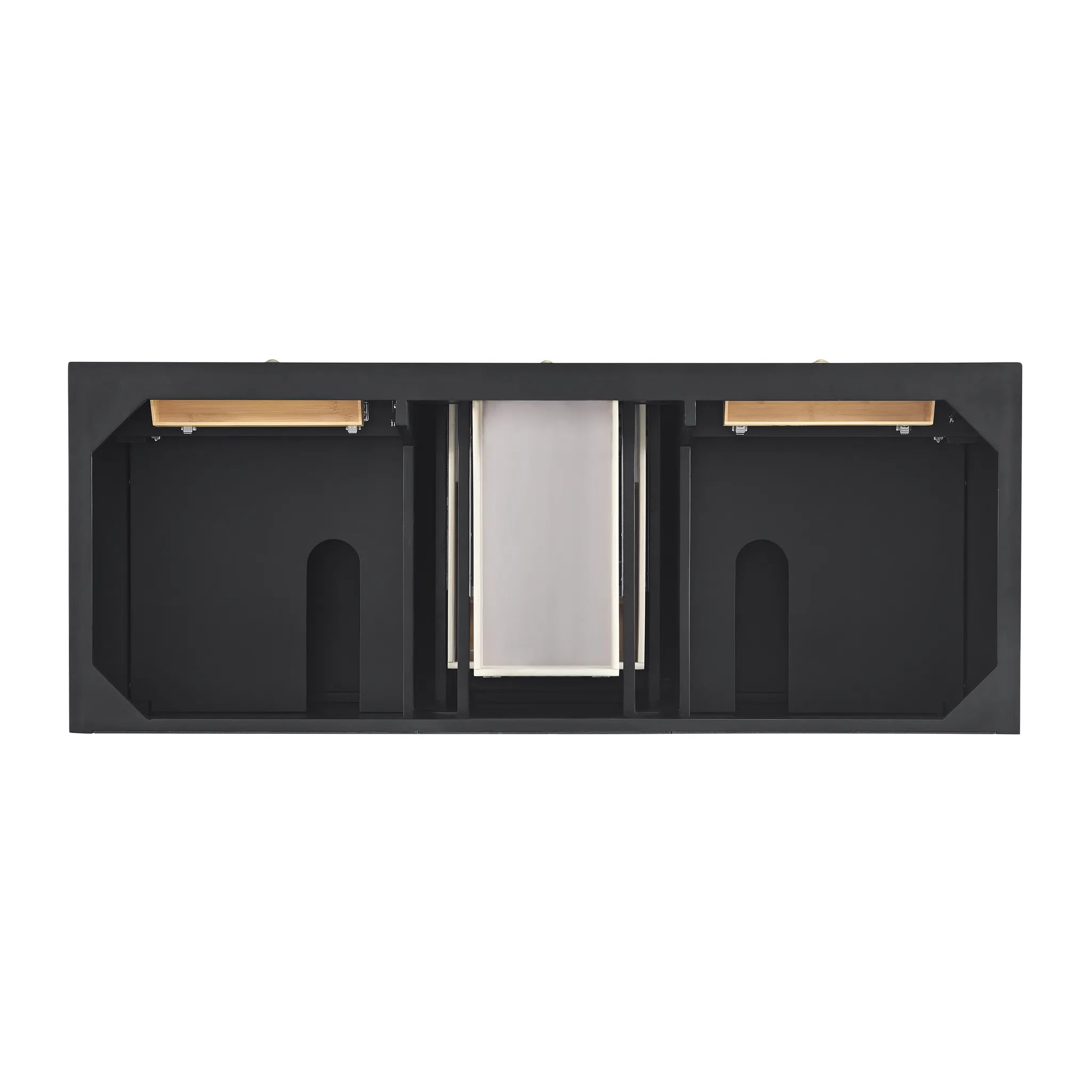 60" Lorelai Double Vanity in Black Onyx w/FreePower Wireless Charger-Ethereal Noctis Silestone-8" Widespread image 8