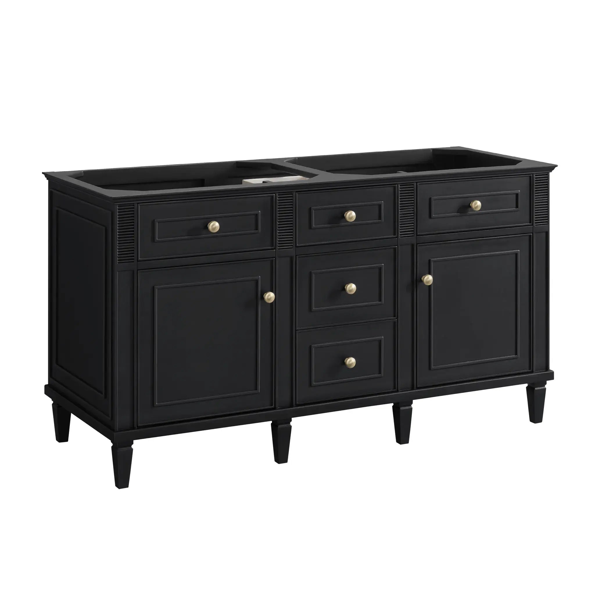 60" Lorelai Double Vanity in Black Onyx-White Zeus Silestone-8" Widespread image 1