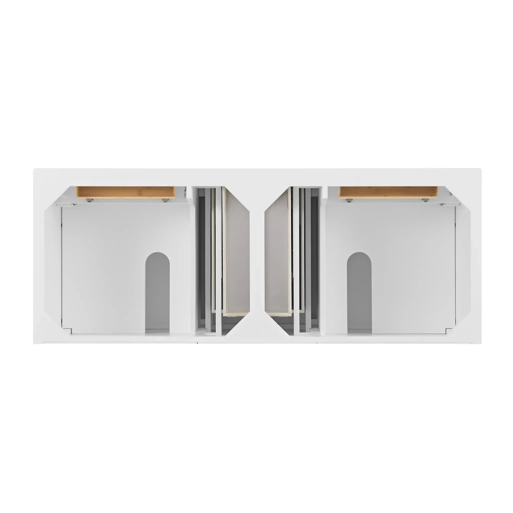 60" Lorelai Double Vanity in Bright White-Carrara White Marble-8" Widespread image 6