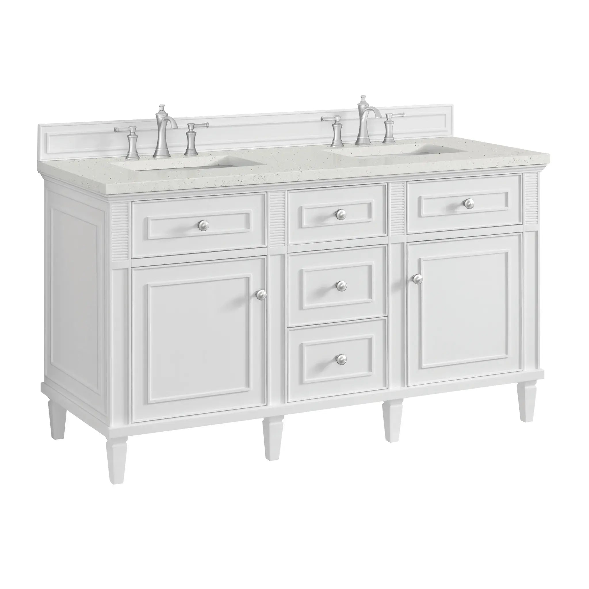 60" Lorelai Double Vanity in Bright White-Lime Delight Silestone-8" Widespread image 10