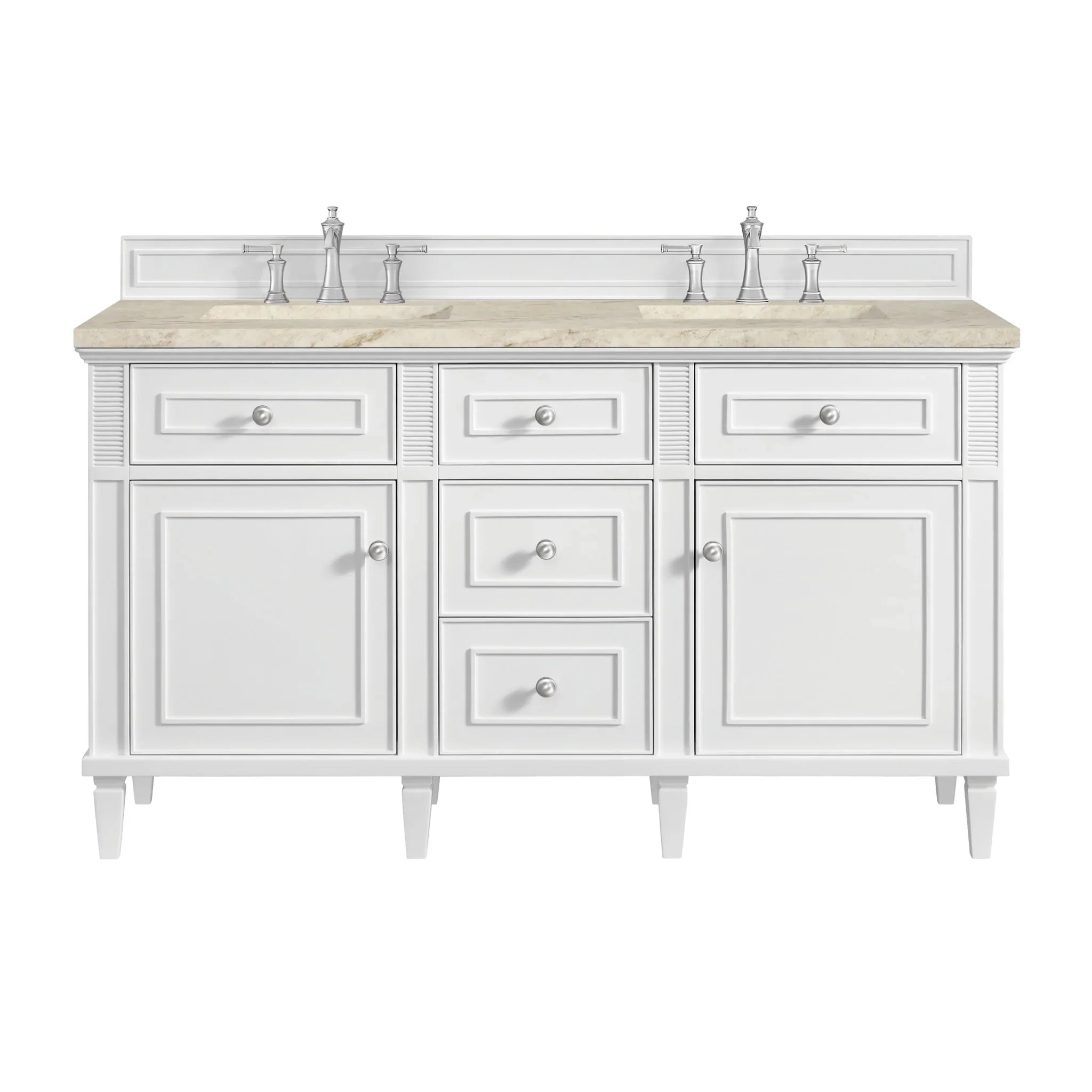 60" Lorelai Double Vanity in Bright White by James Martin Vanities - AURA Modern Home