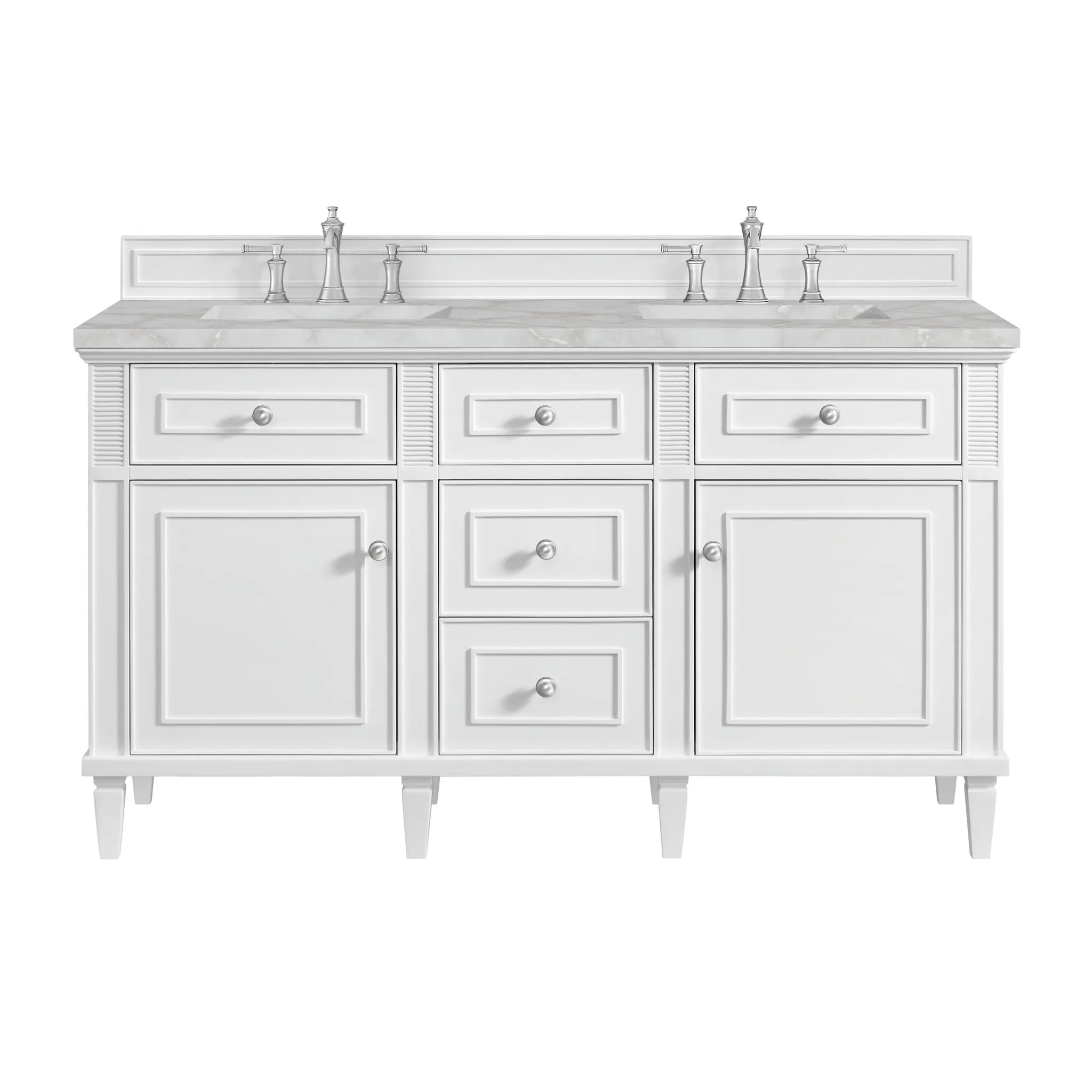 60" Lorelai Double Vanity in Bright White by James Martin Vanities - AURA Modern Home