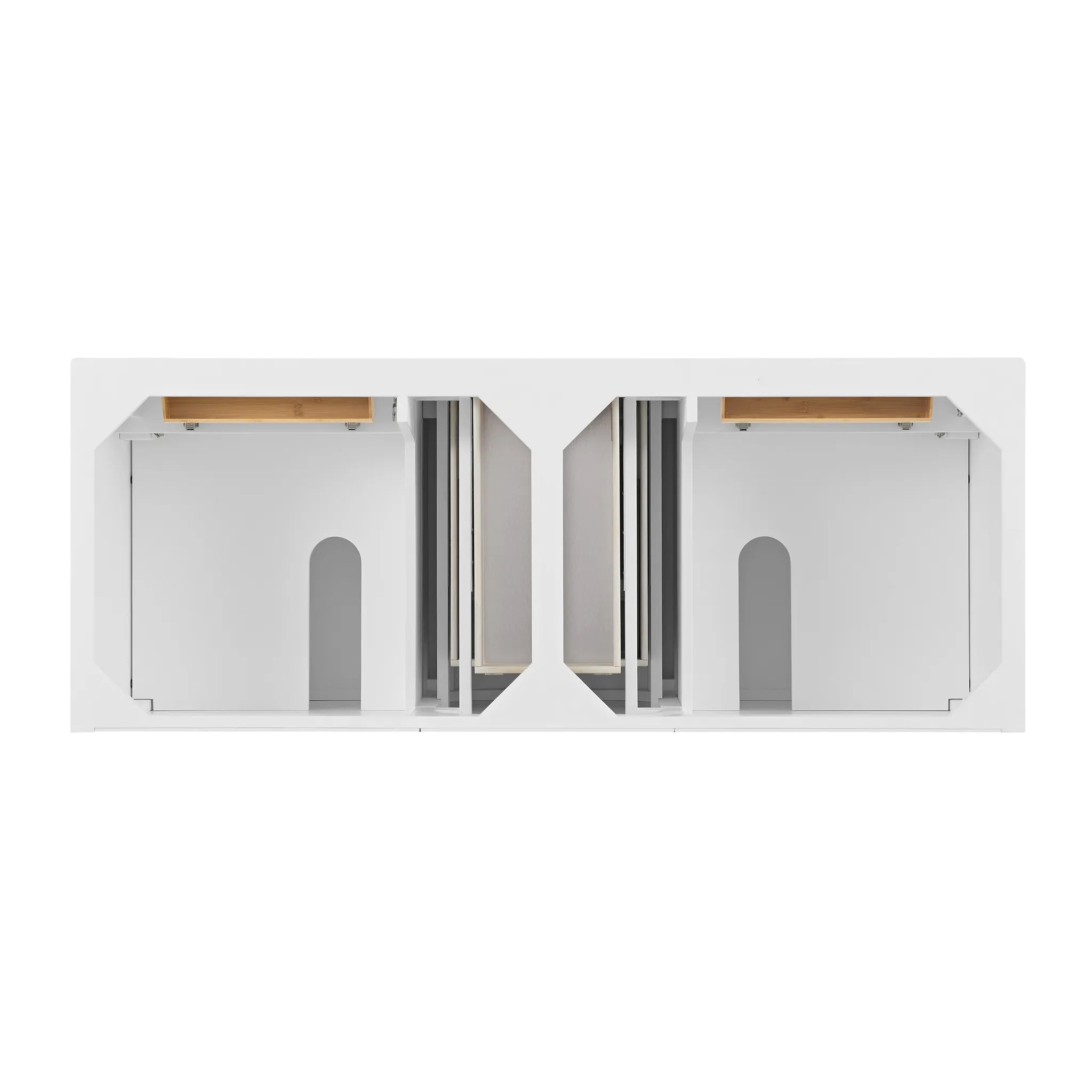 60" Lorelai Double Vanity in Bright White Wireless Charger-Eternal Jasmine Pearl Silestone-8" Widespread image 9