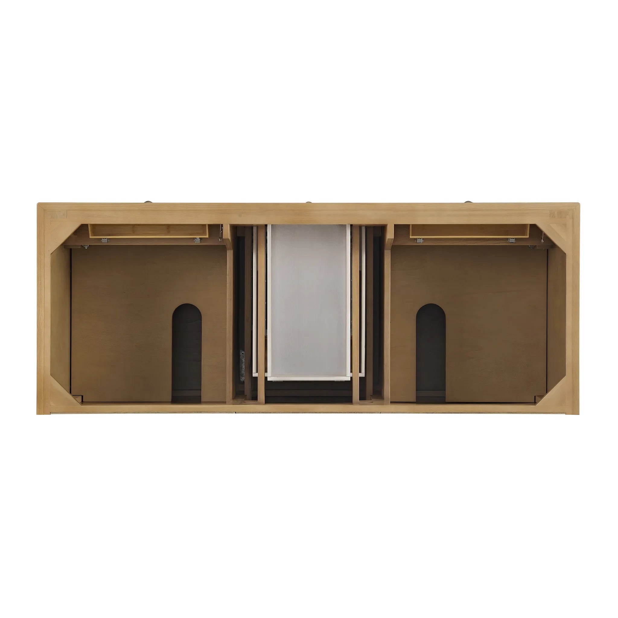 60" Lorelai Double Vanity in Light Natural Oak Wireless Charger-Ethereal Noctis Silestone-8" Widespread image 8