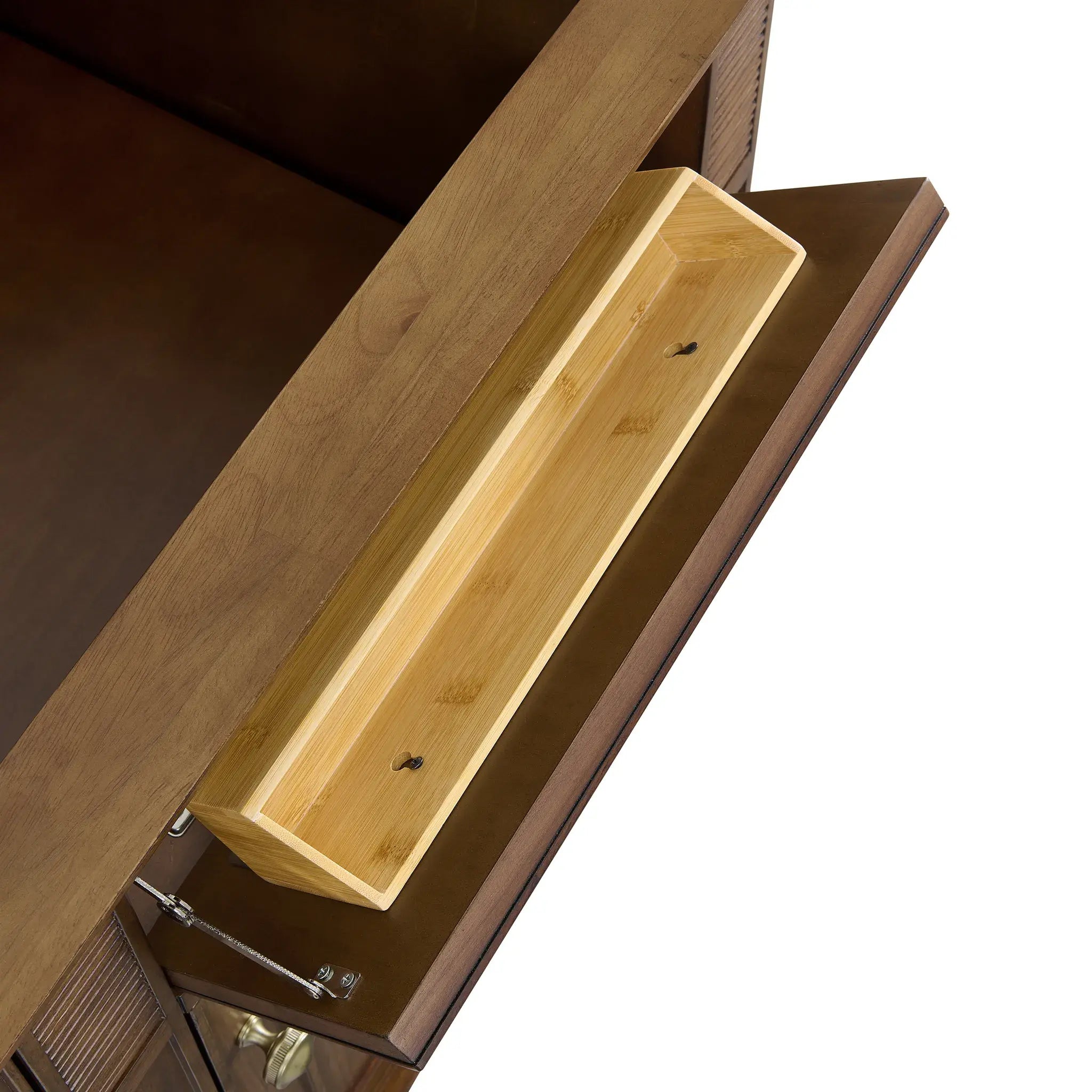 60" Lorelai Double Vanity in Mid-Century Walnut-Victorian Silver Silestone-8" Widespread image 13