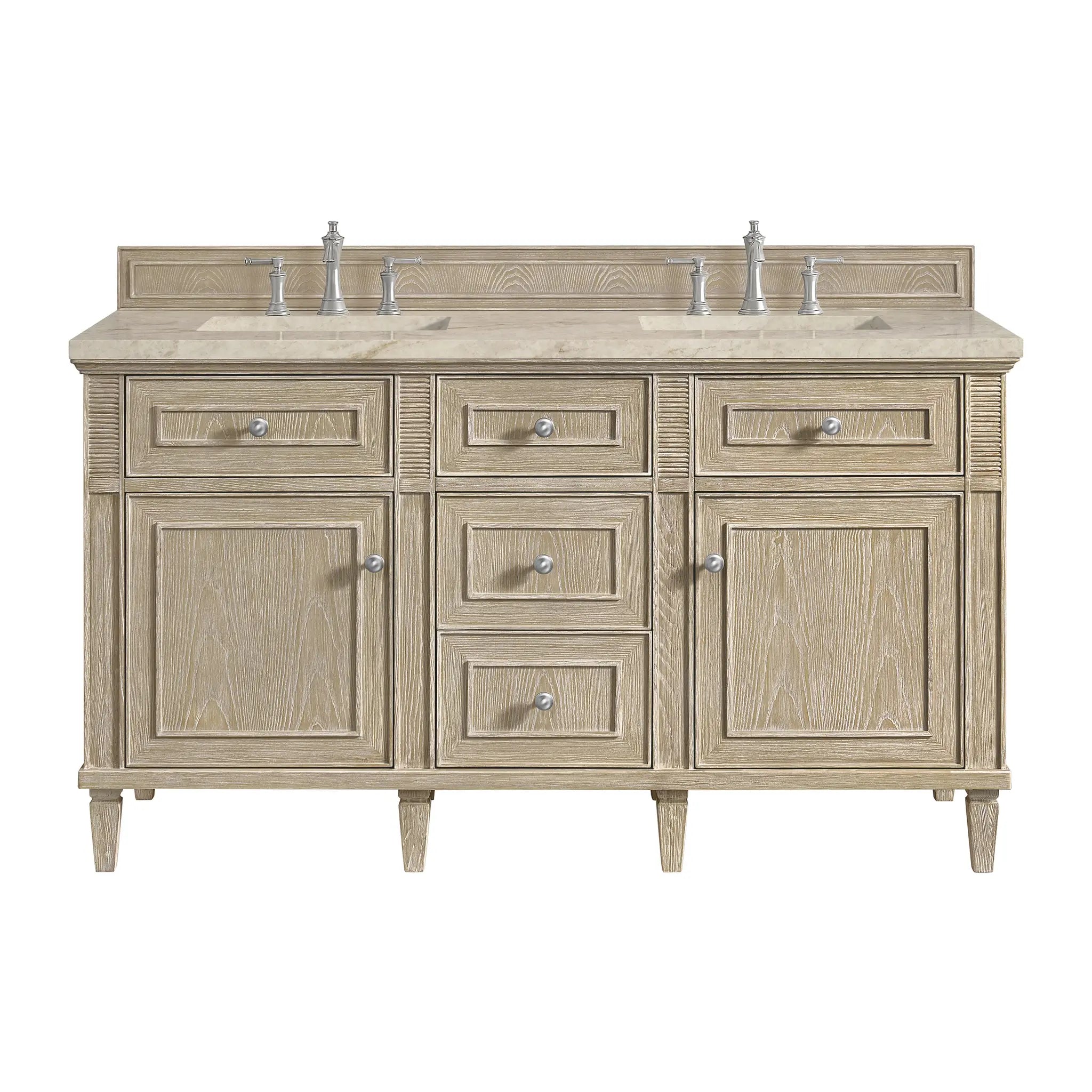 60" Lorelai Double Vanity in Whitewashed Oak by James Martin Vanities