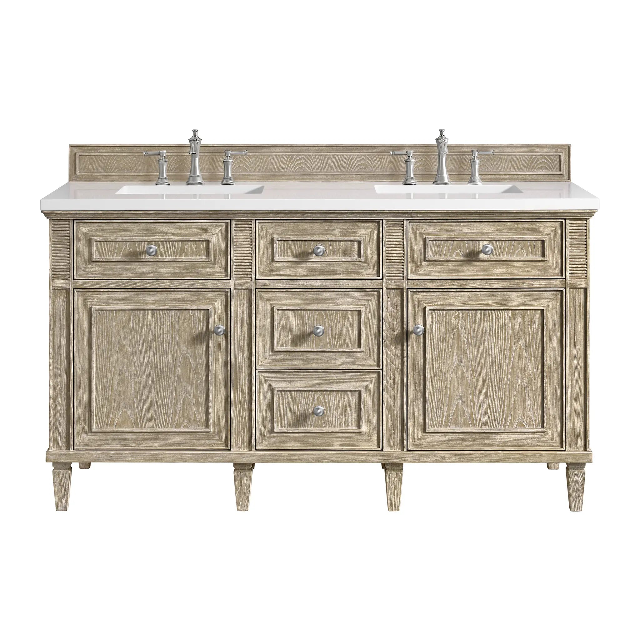 60" Lorelai Double Vanity in Whitewashed Oak by James Martin Vanities