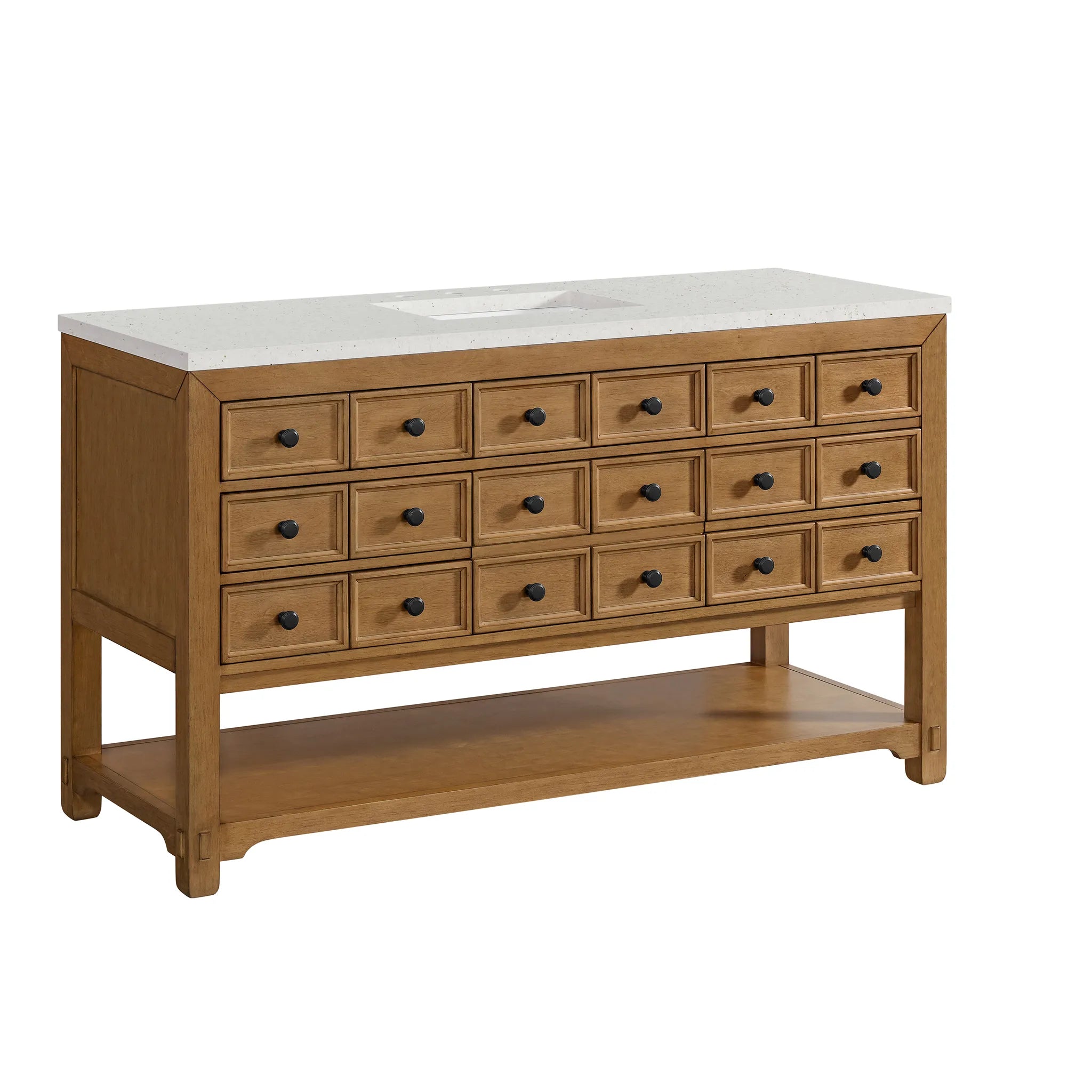 60" Malibu Single Vanity in Amber Birch-Lime Delight Silestone-8" Widespread image 9