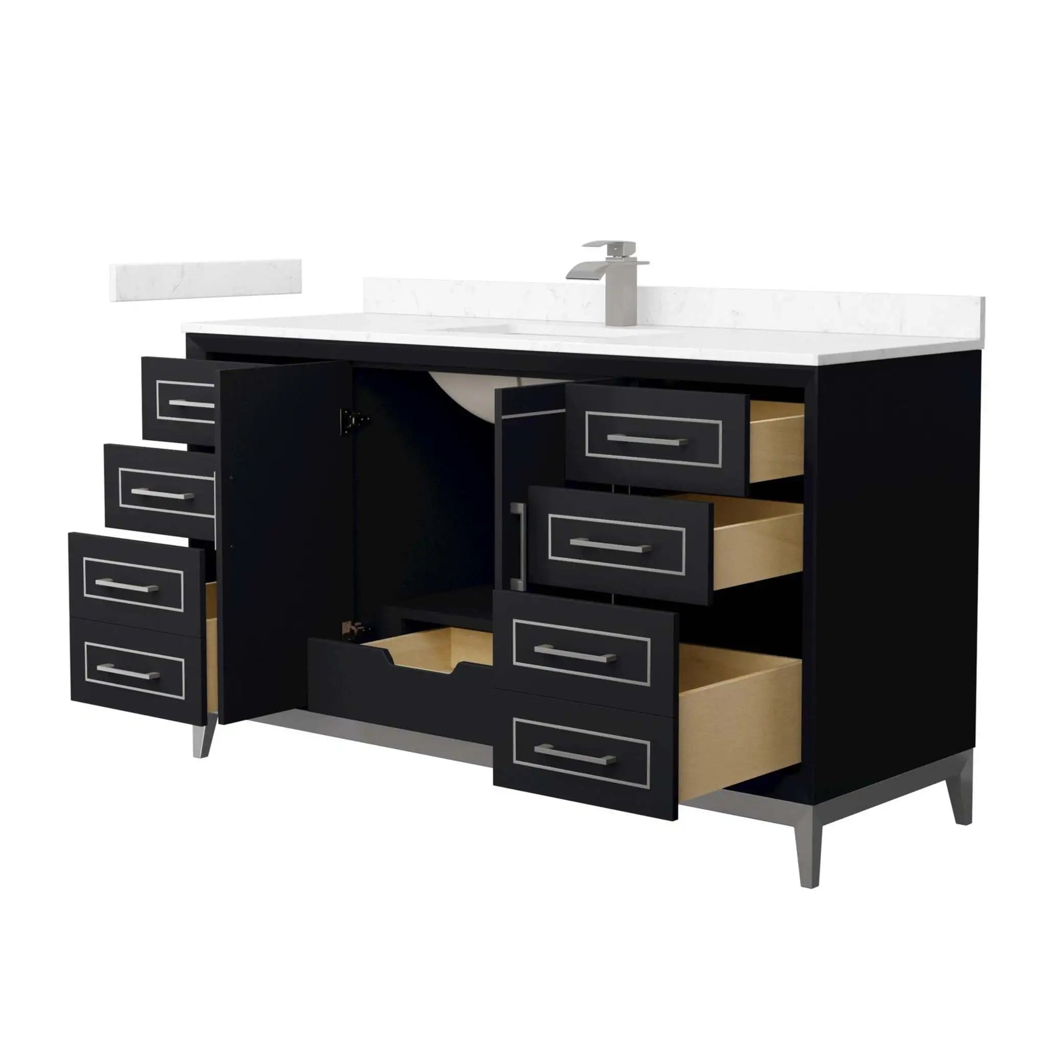 60" Marlena Single Bathroom Vanity in Black with Brushed Nickel Trim by Wyndham