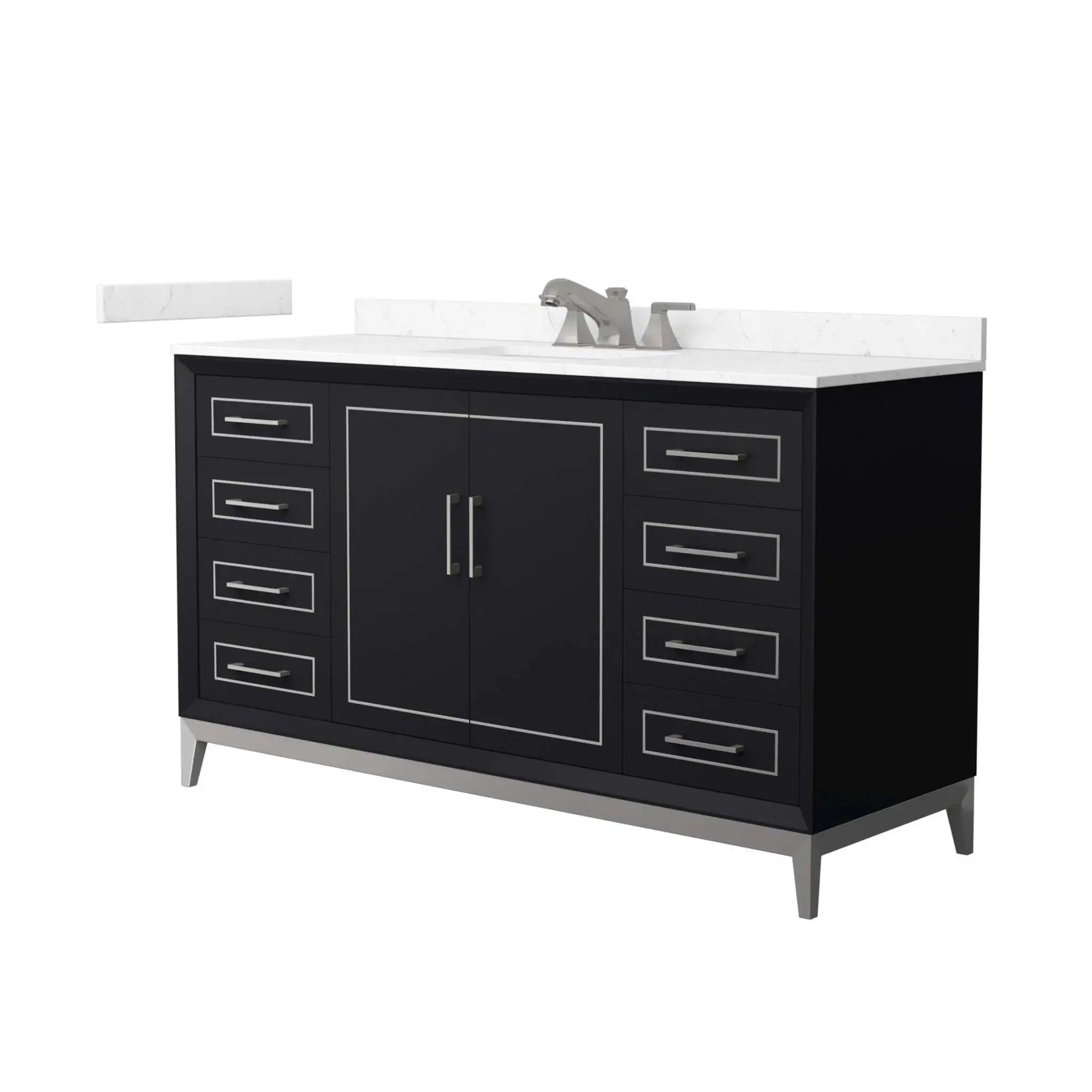 60" Marlena Single Bathroom Vanity in Black with Brushed Nickel Trim by Wyndham