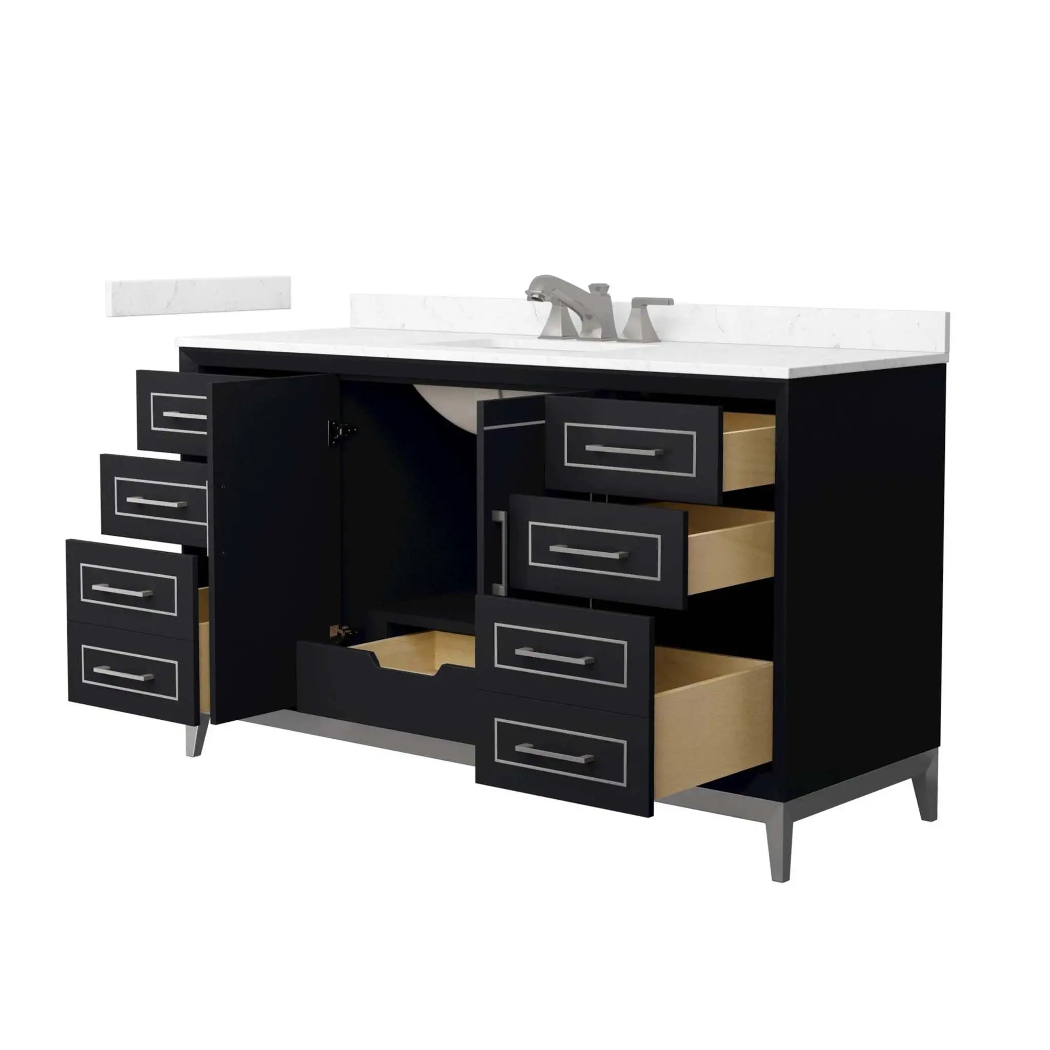 60" Marlena Single Bathroom Vanity in Black with Brushed Nickel Trim by Wyndham