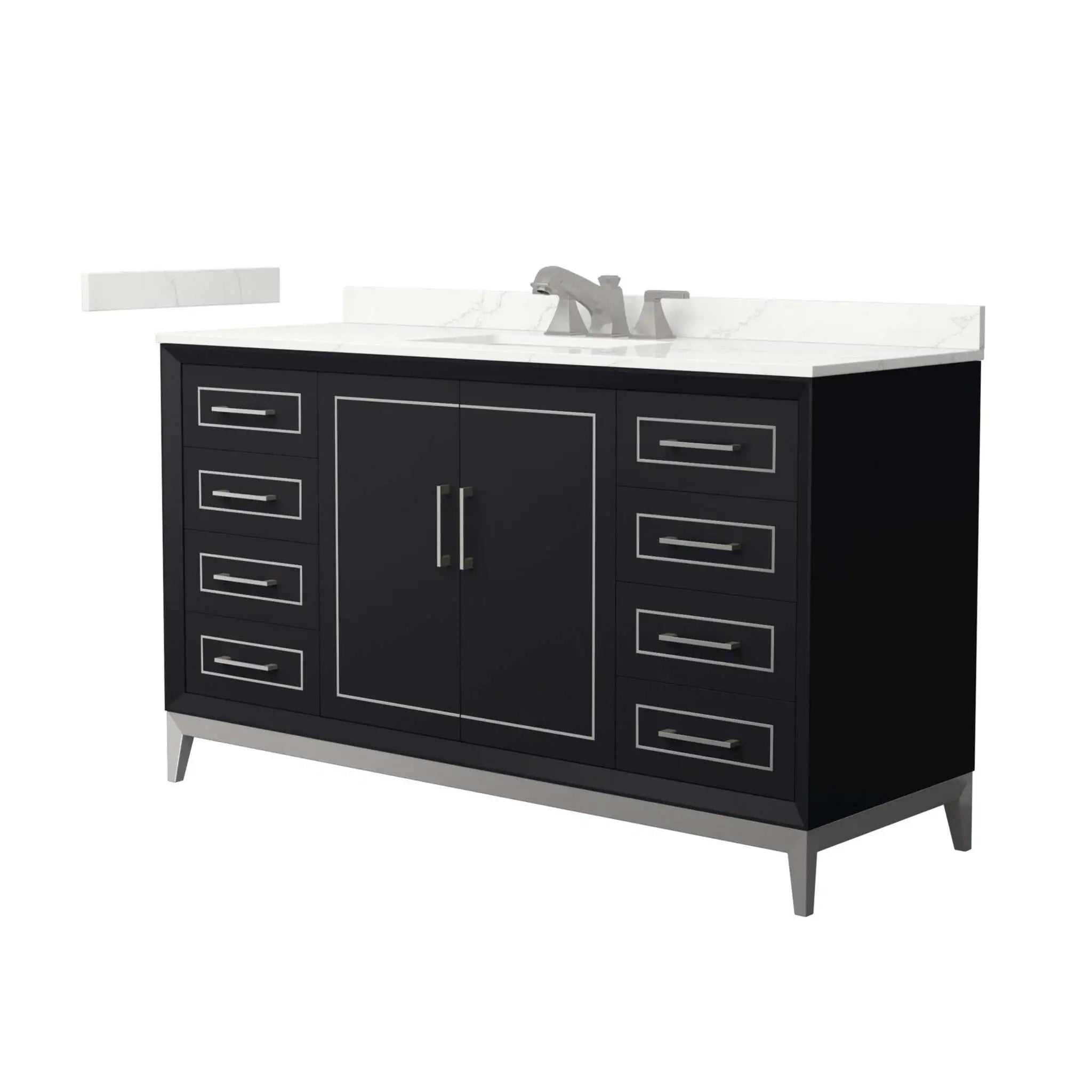 60" Marlena Single Bathroom Vanity in Black with Brushed Nickel Trim by Wyndham