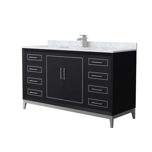 60" Marlena Single Bathroom Vanity in Black with Brushed Nickel Trim by Wyndham