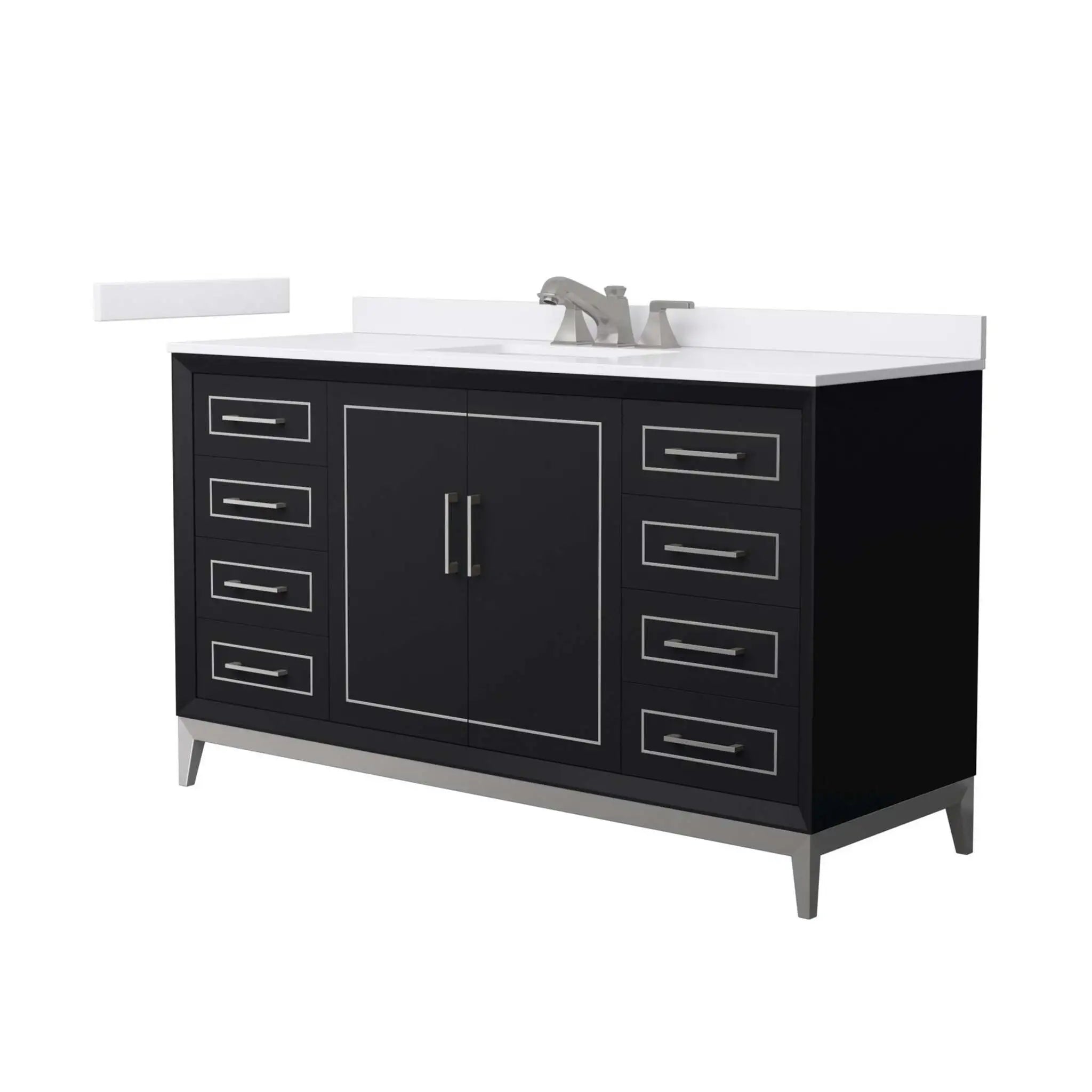 60" Marlena Single Bathroom Vanity in Black with Brushed Nickel Trim by Wyndham