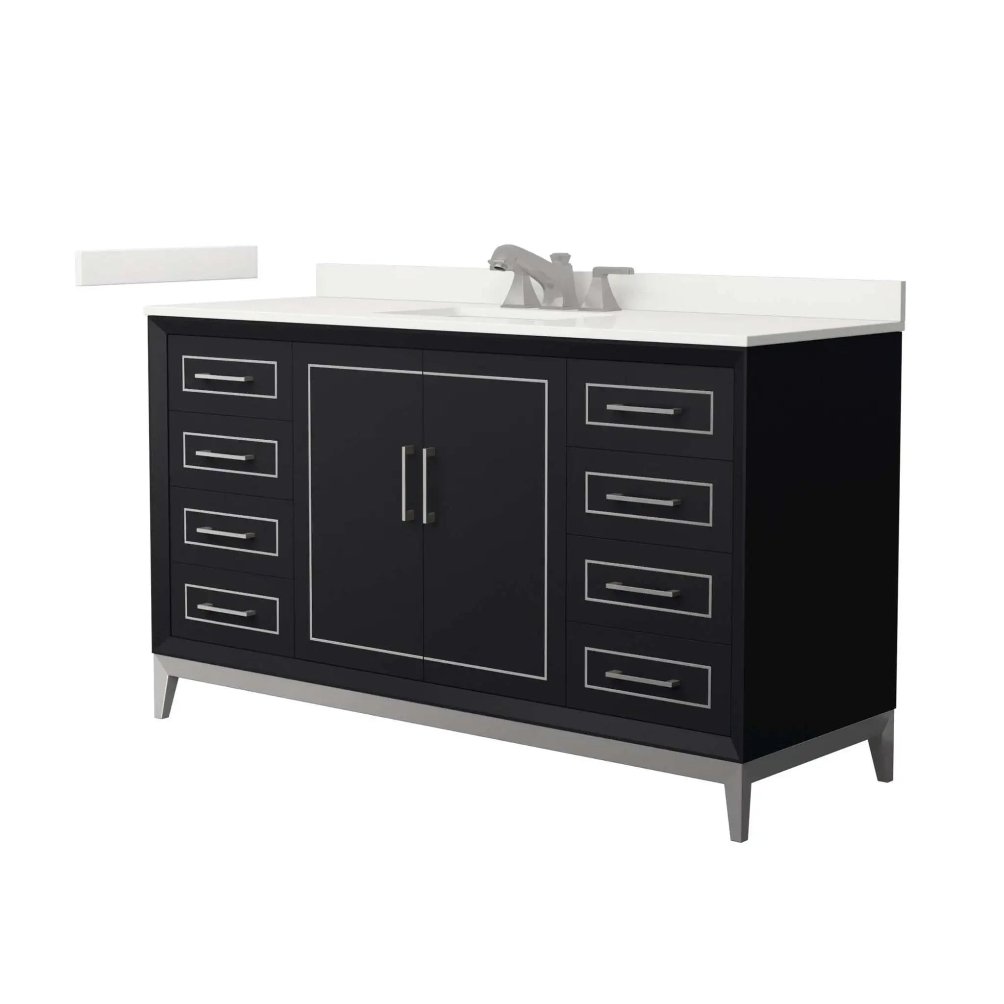 60" Marlena Single Bathroom Vanity in Black with Brushed Nickel Trim by Wyndham