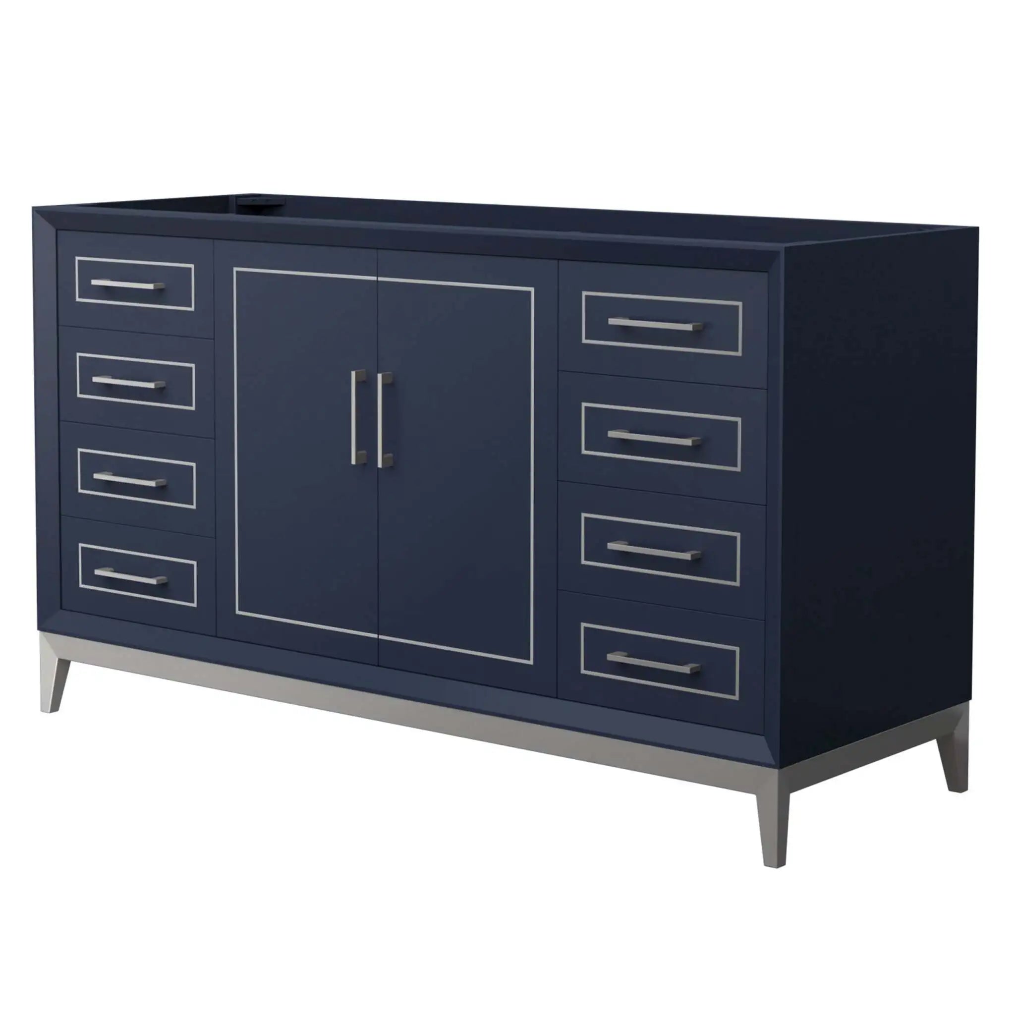 60" Marlena Single Bathroom Vanity in Dark Blue with Brushed Nickel Trim by Wyndham