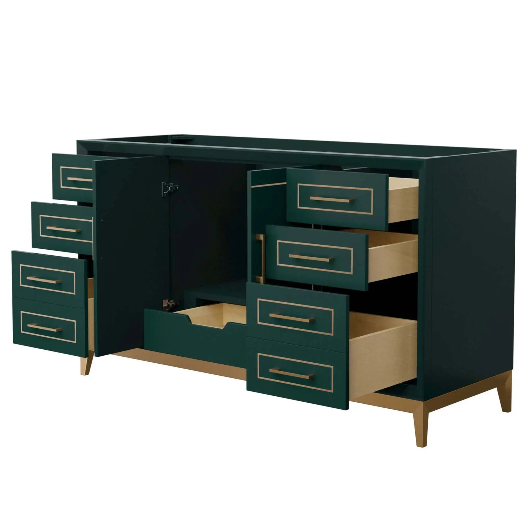 60" Marlena Single Bathroom Vanity in Green with Satin Bronze Trim by Wyndham