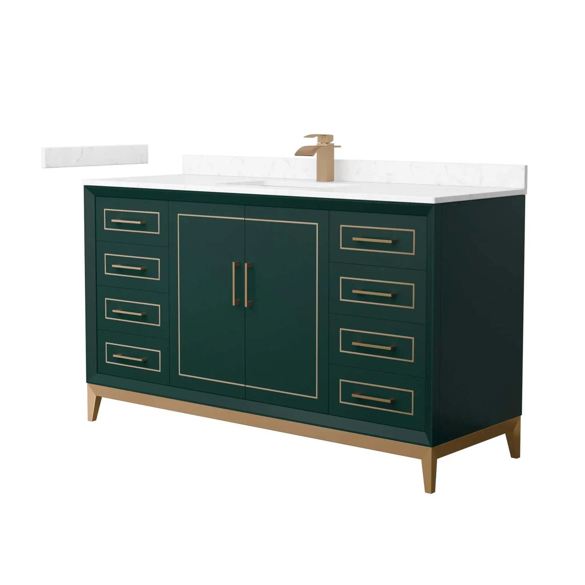 60" Marlena Single Bathroom Vanity in Green with Satin Bronze Trim by Wyndham