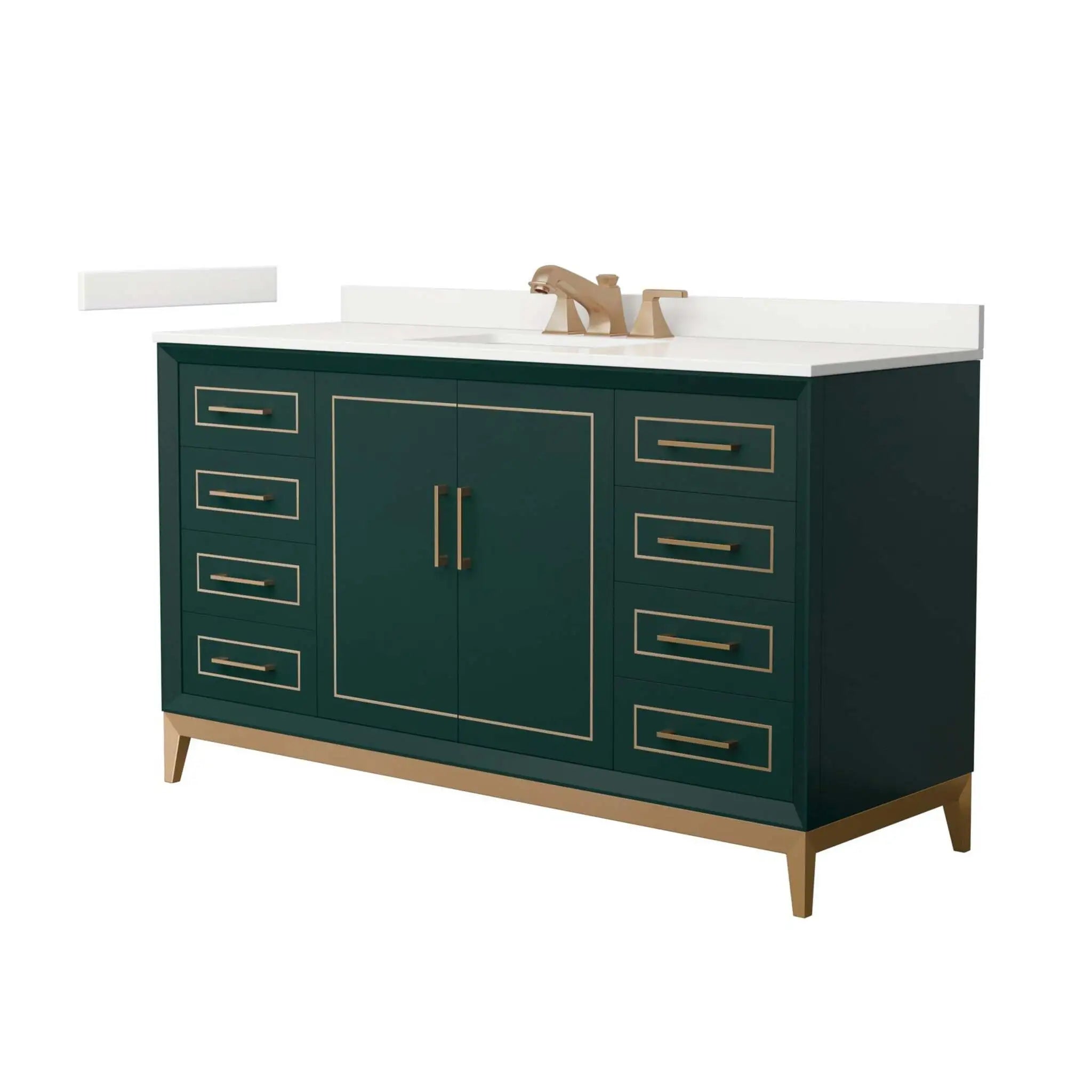 60" Marlena Single Bathroom Vanity in Green with Satin Bronze Trim by Wyndham