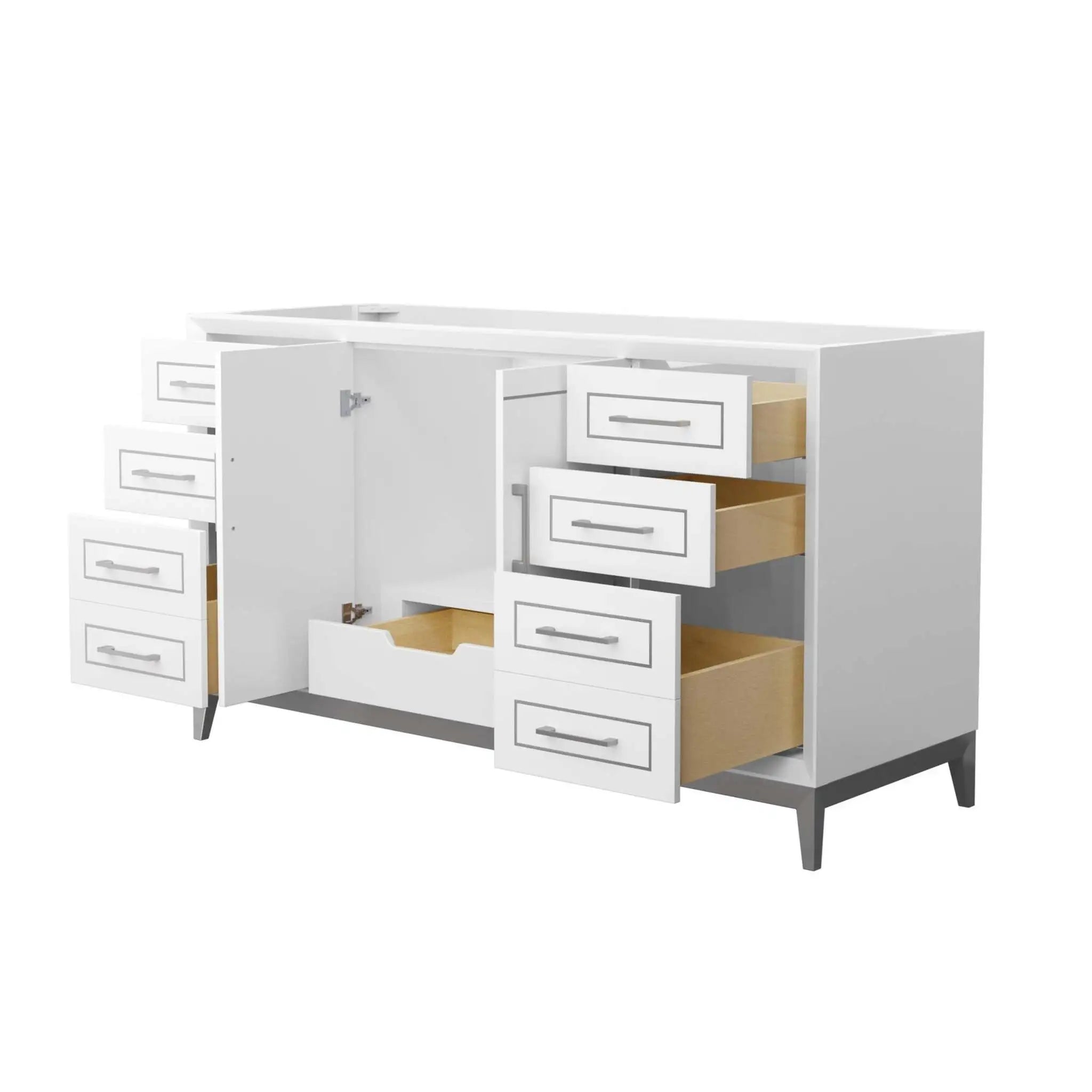 60" Marlena Single Bathroom Vanity in White with Brushed Nickel Trim by Wyndham
