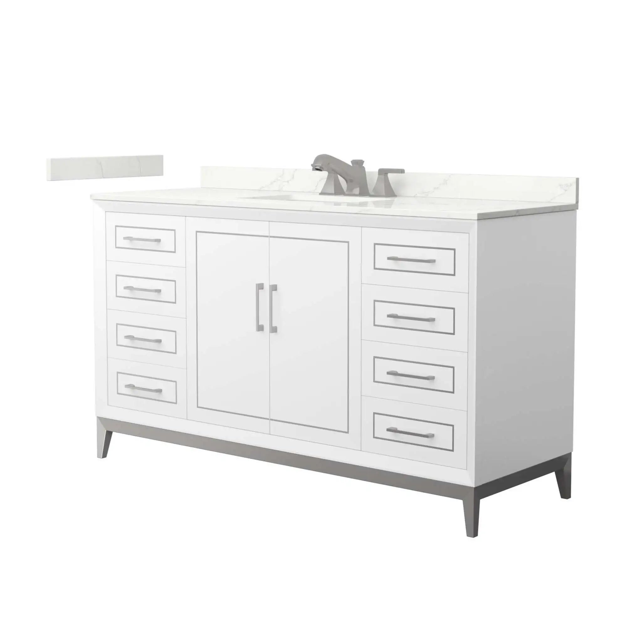60" Marlena Single Bathroom Vanity in White with Brushed Nickel Trim by Wyndham
