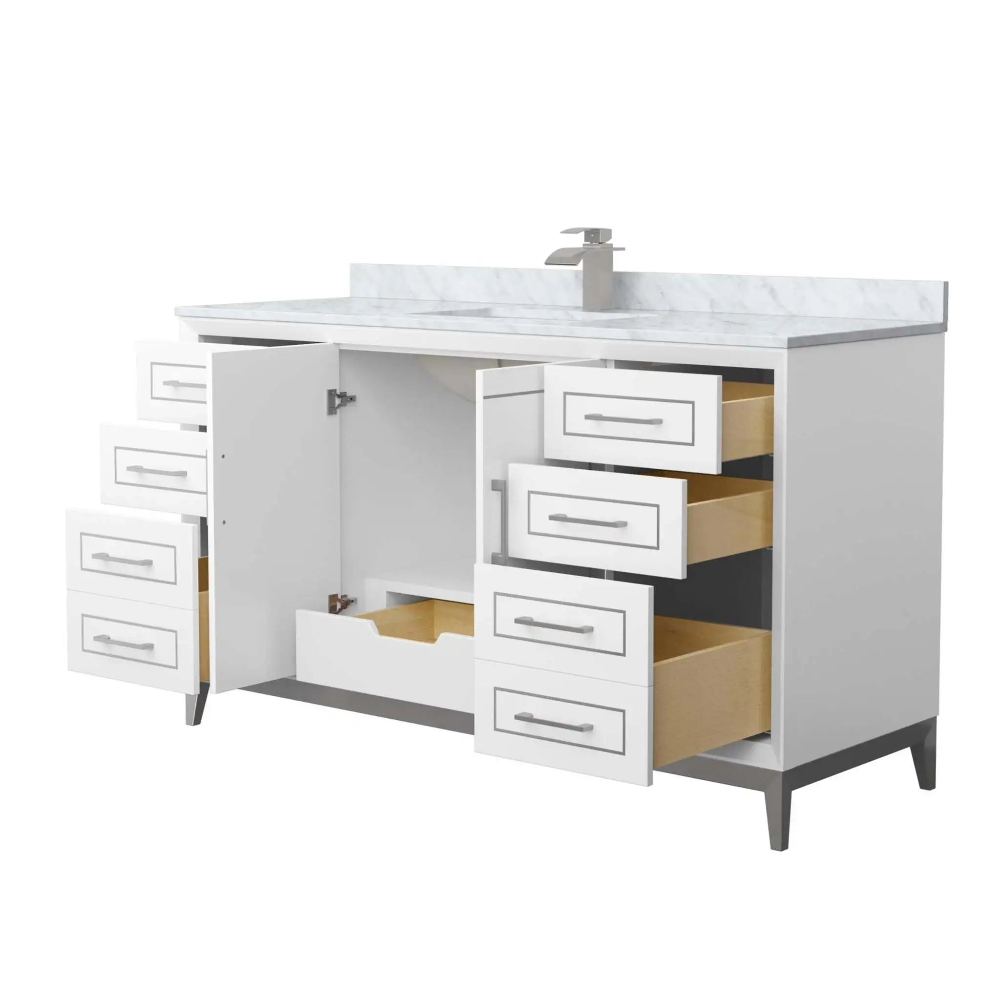60" Marlena Single Bathroom Vanity in White with Brushed Nickel Trim by Wyndham