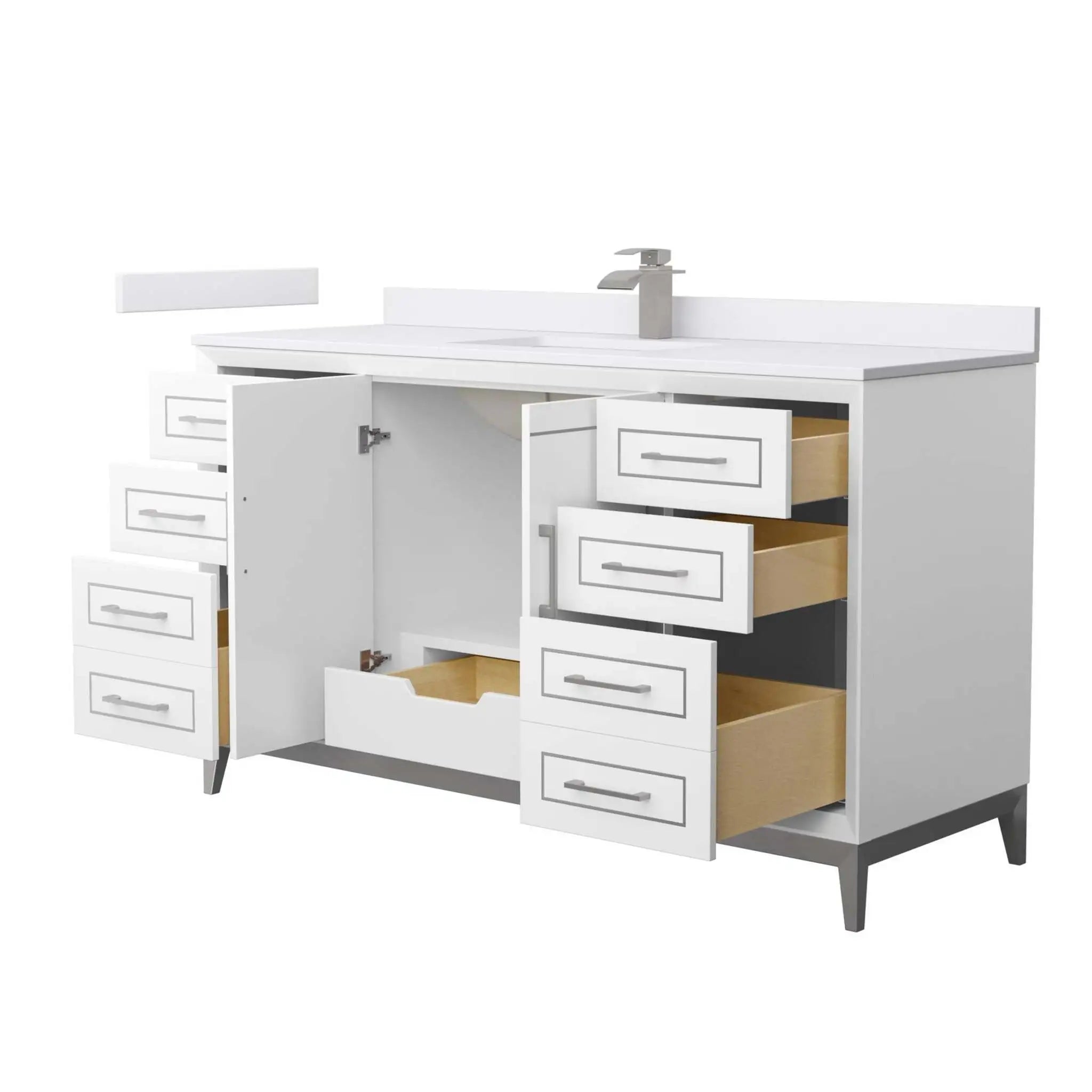 60" Marlena Single Bathroom Vanity in White with Brushed Nickel Trim by Wyndham