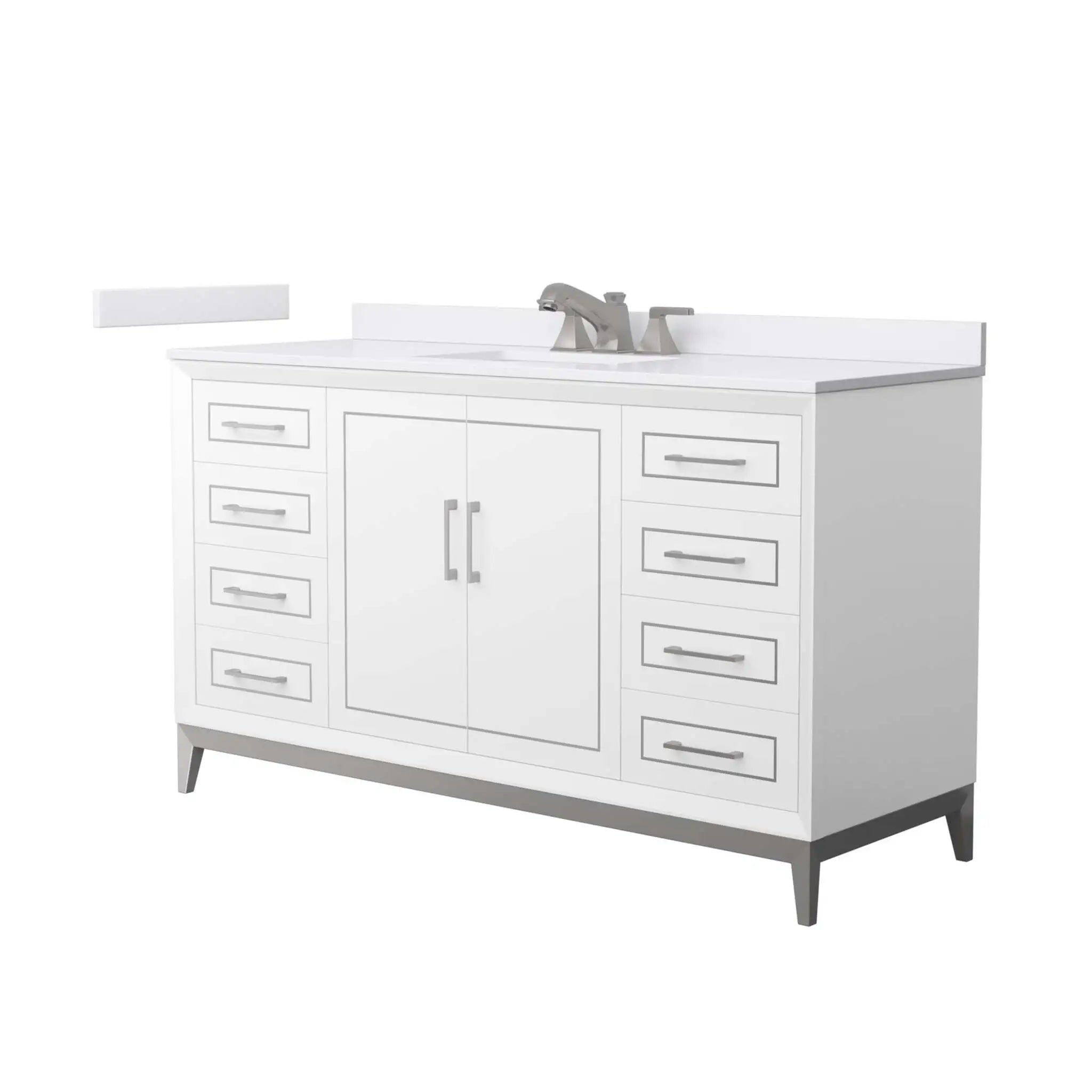 60" Marlena Single Bathroom Vanity in White with Brushed Nickel Trim by Wyndham