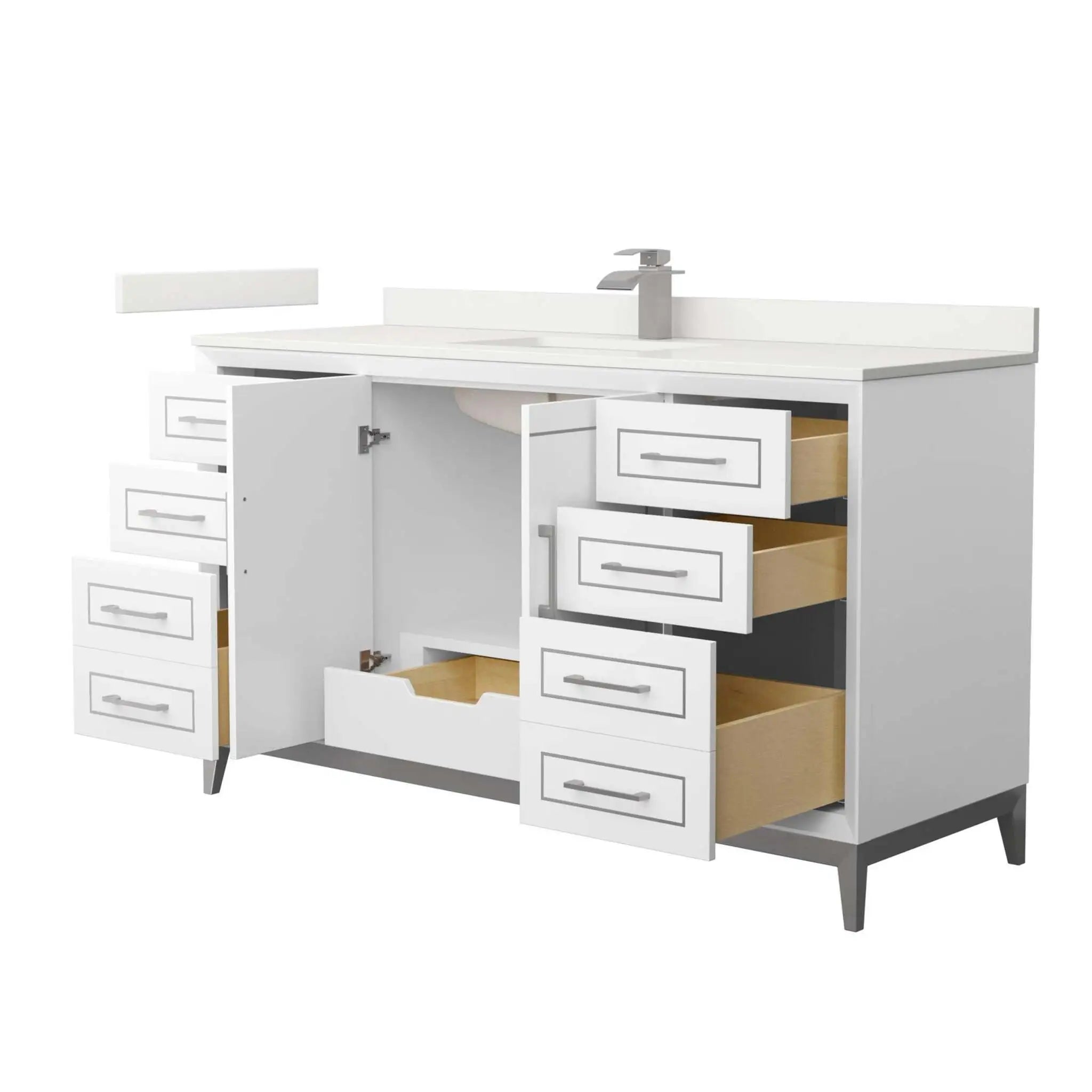 60" Marlena Single Bathroom Vanity in White with Brushed Nickel Trim by Wyndham