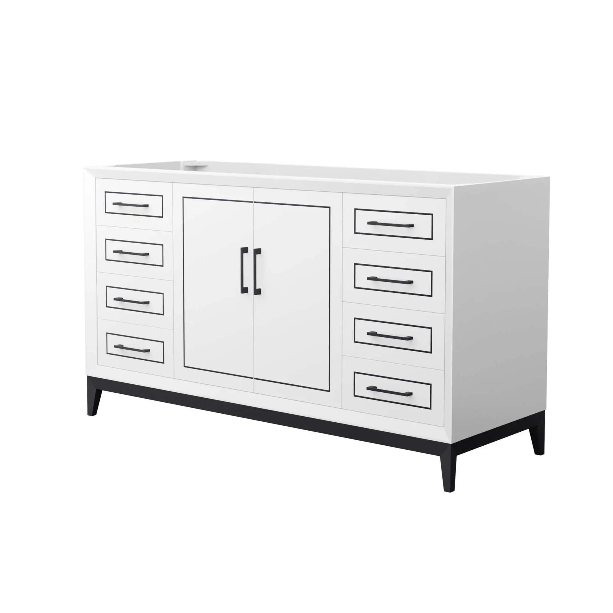 60" Marlena Single Bathroom Vanity in White with Matte Black Trim by Wyndham