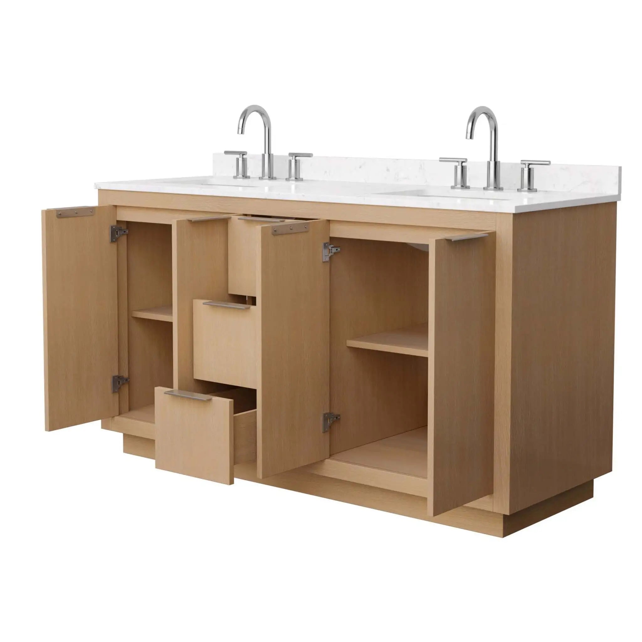 60" Maroni Double Bathroom Vanity in Light Straw with Brushed Nickel Trim by Wyndham
