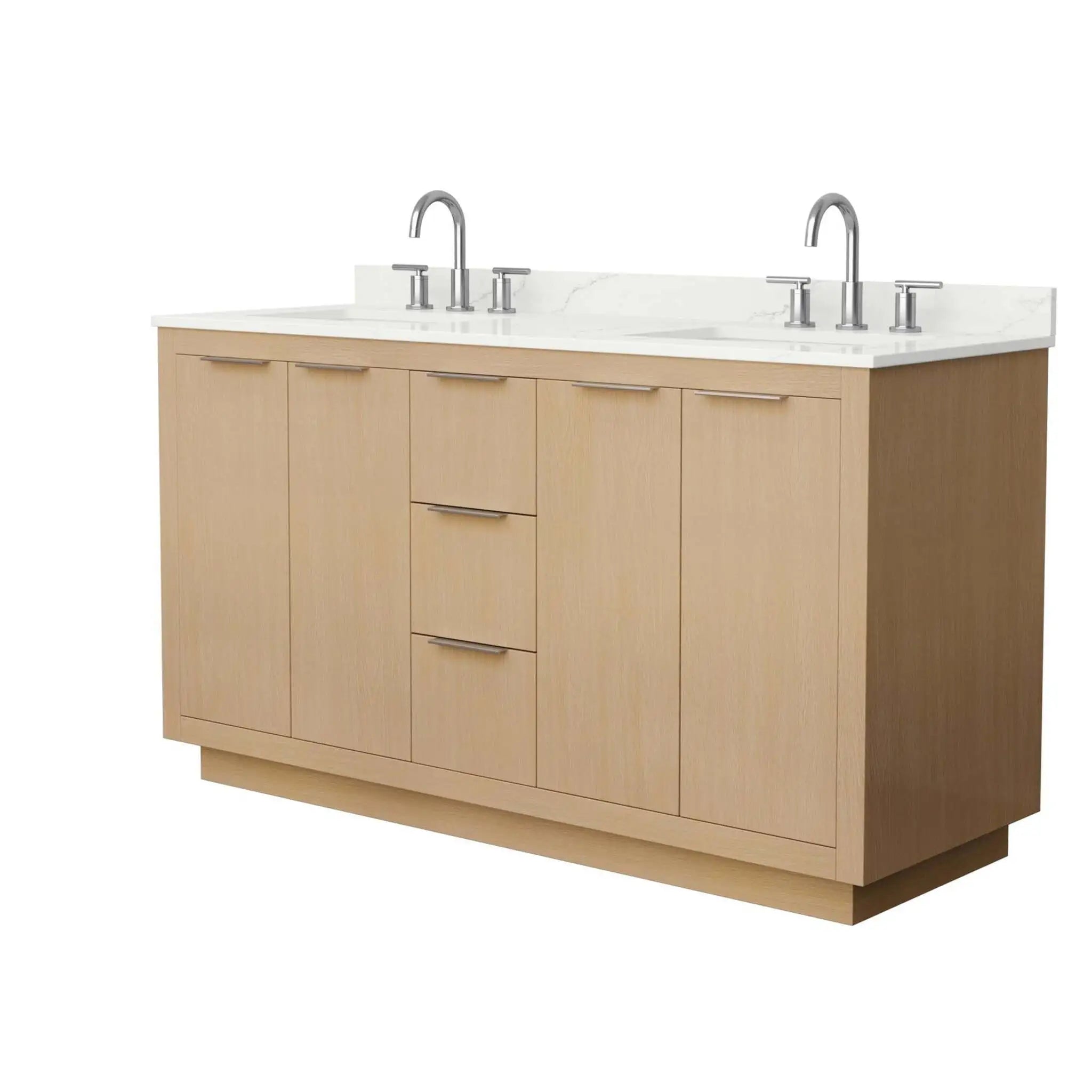 60" Maroni Double Bathroom Vanity in Light Straw with Brushed Nickel Trim by Wyndham
