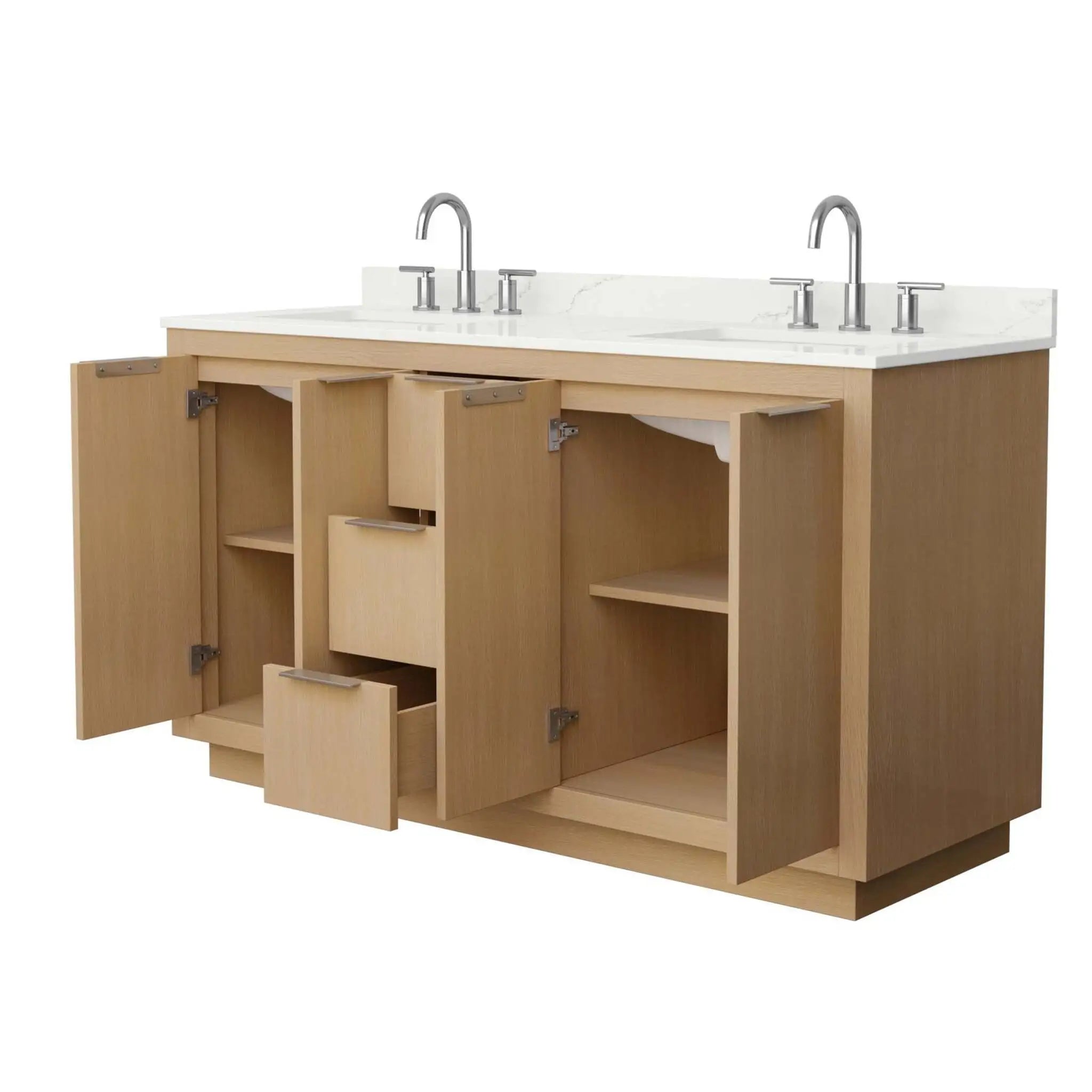 60" Maroni Double Bathroom Vanity in Light Straw with Brushed Nickel Trim by Wyndham