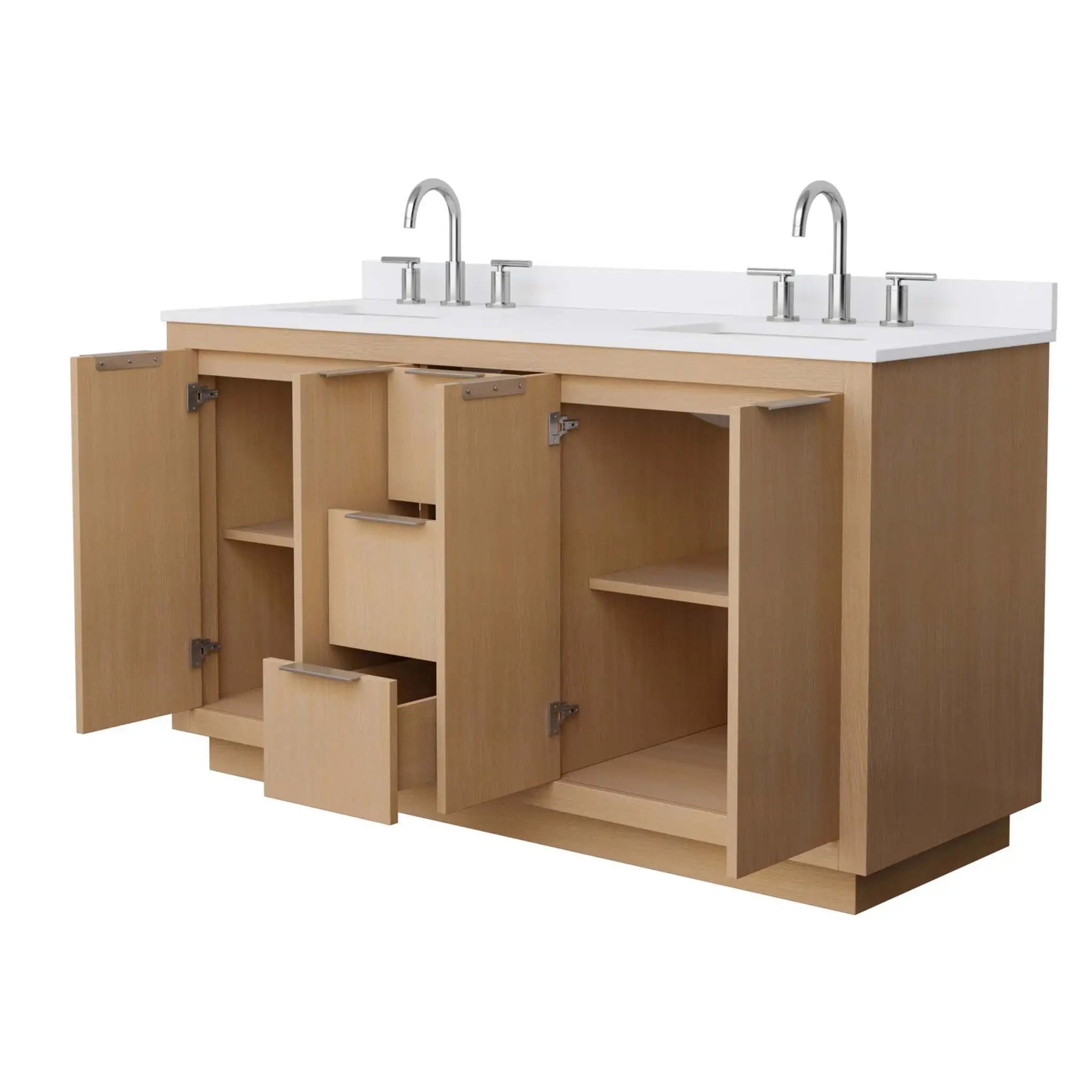 60" Maroni Double Bathroom Vanity in Light Straw with Brushed Nickel Trim by Wyndham