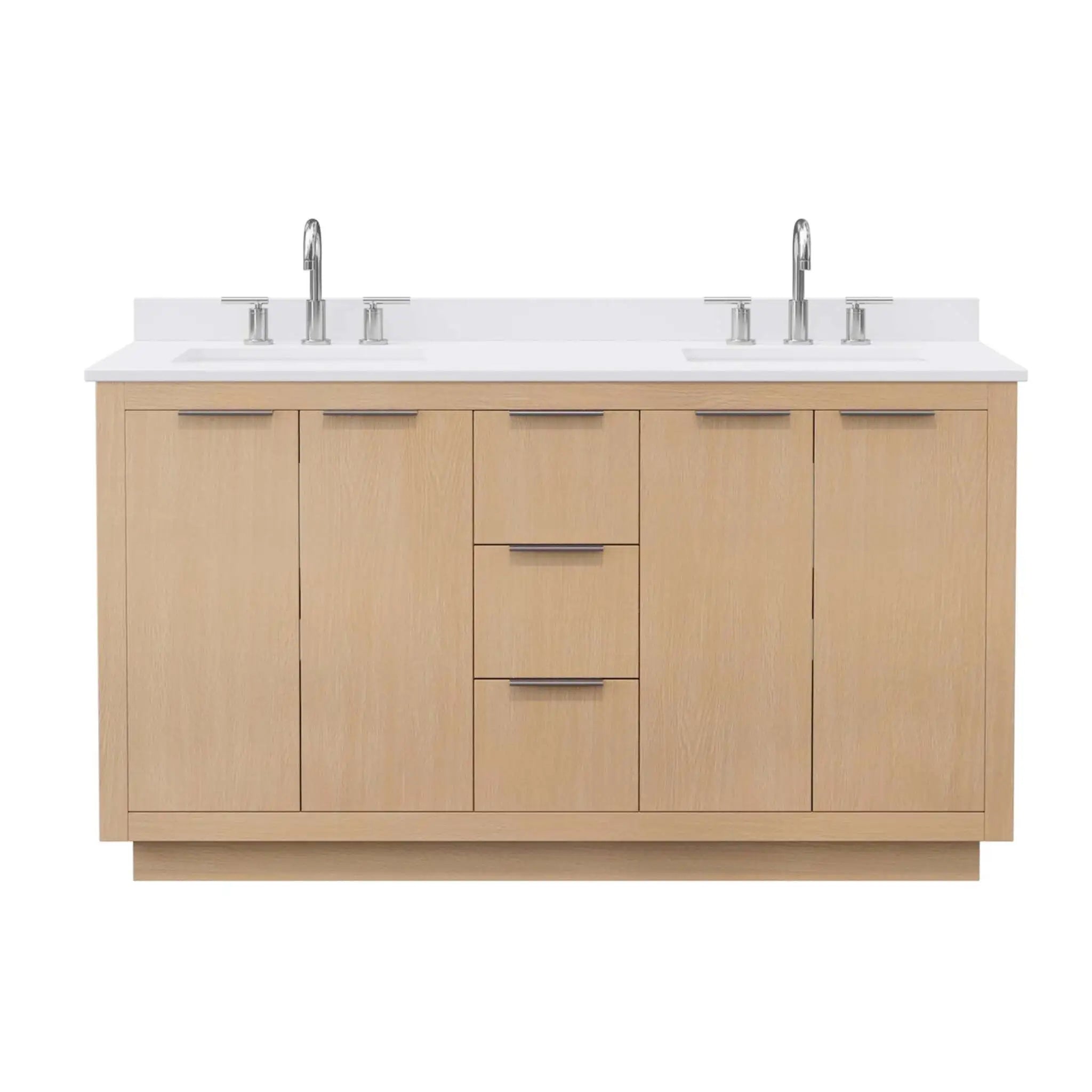 60" Maroni Double Bathroom Vanity in Light Straw with Brushed Nickel Trim by Wyndham
