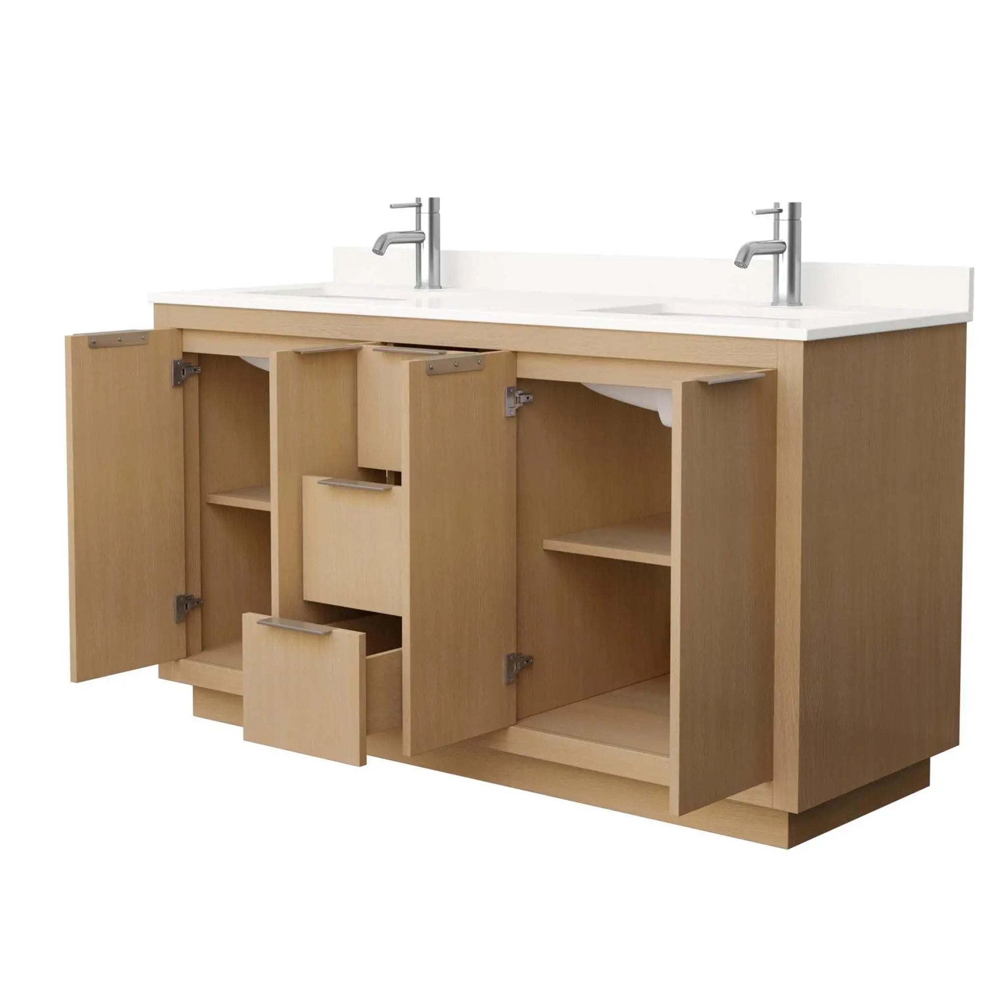 60" Maroni Double Bathroom Vanity in Light Straw with Brushed Nickel Trim by Wyndham
