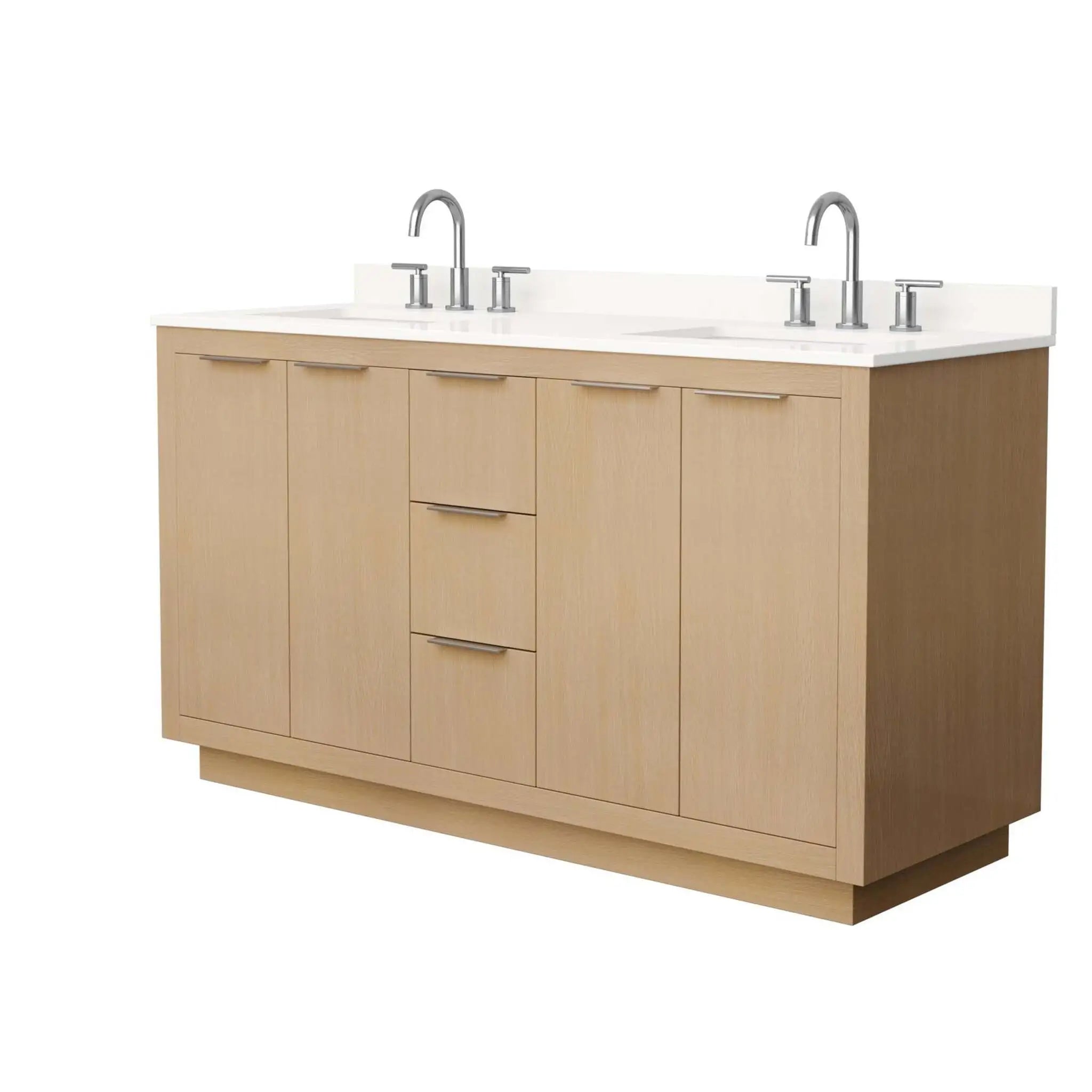 60" Maroni Double Bathroom Vanity in Light Straw with Brushed Nickel Trim by Wyndham