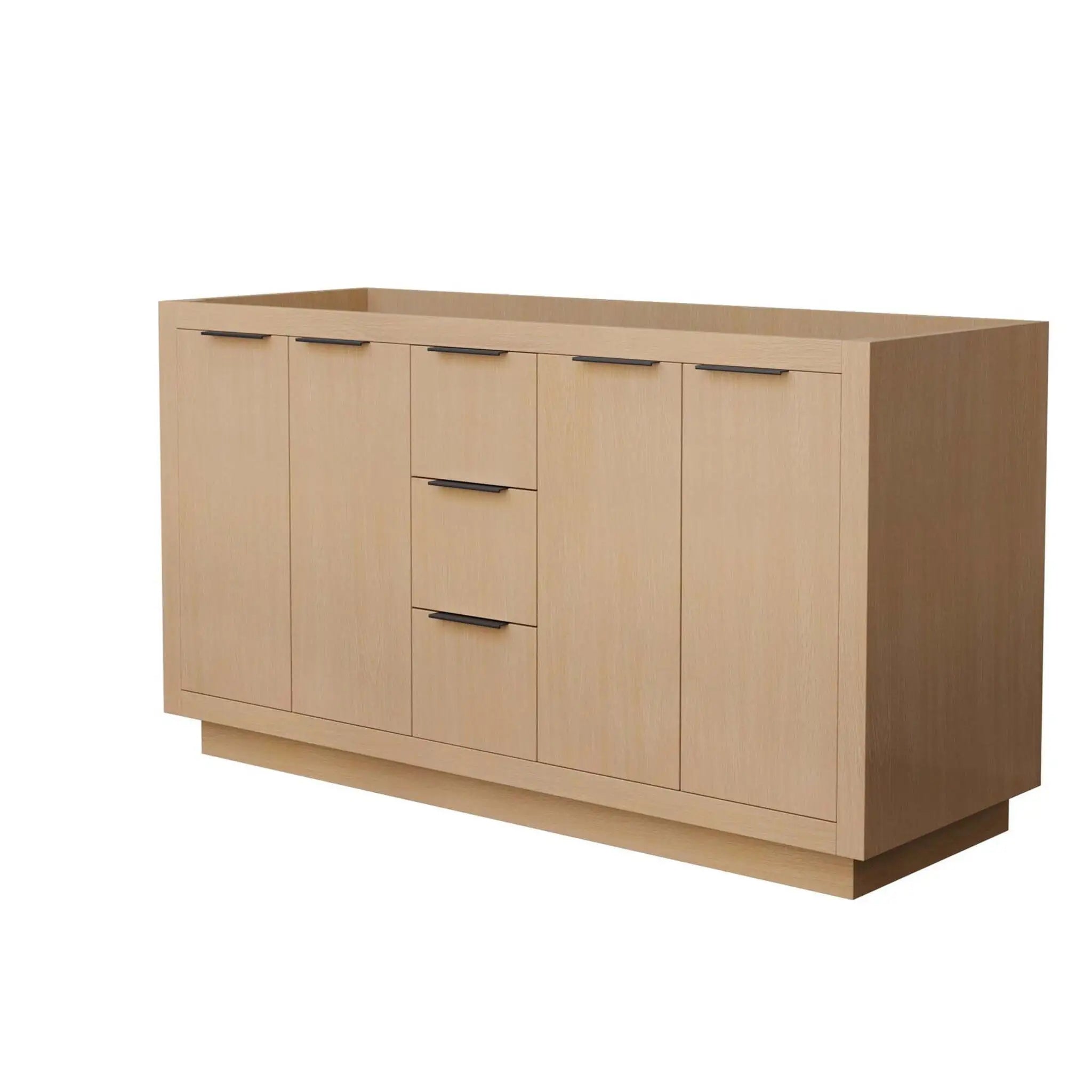 60" Maroni Double Bathroom Vanity in Light Straw with Matte Black Trim by Wyndham